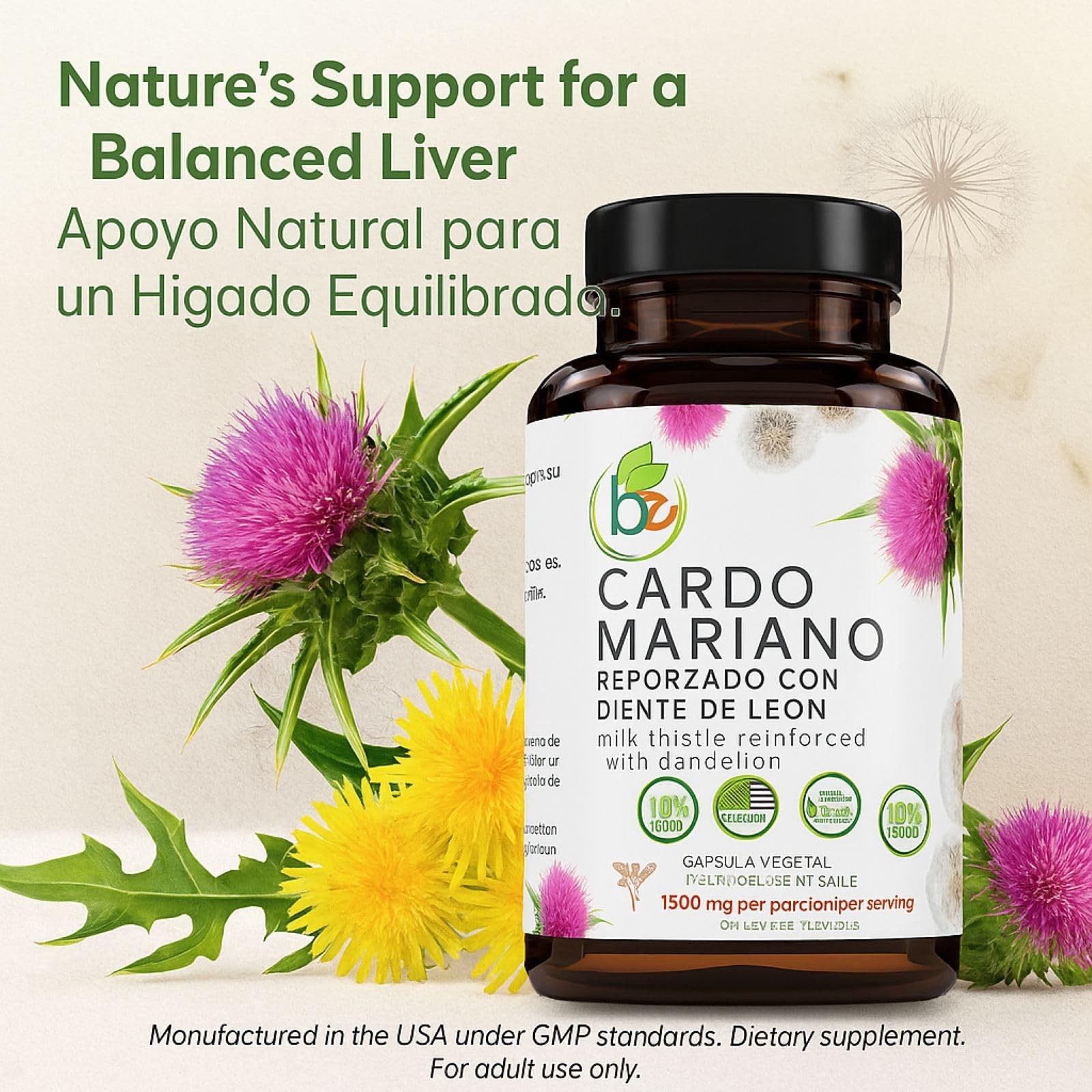 Cardo Mariano reforzado con diente Leon (Milk Thistle 90 Count (Pack of 1)