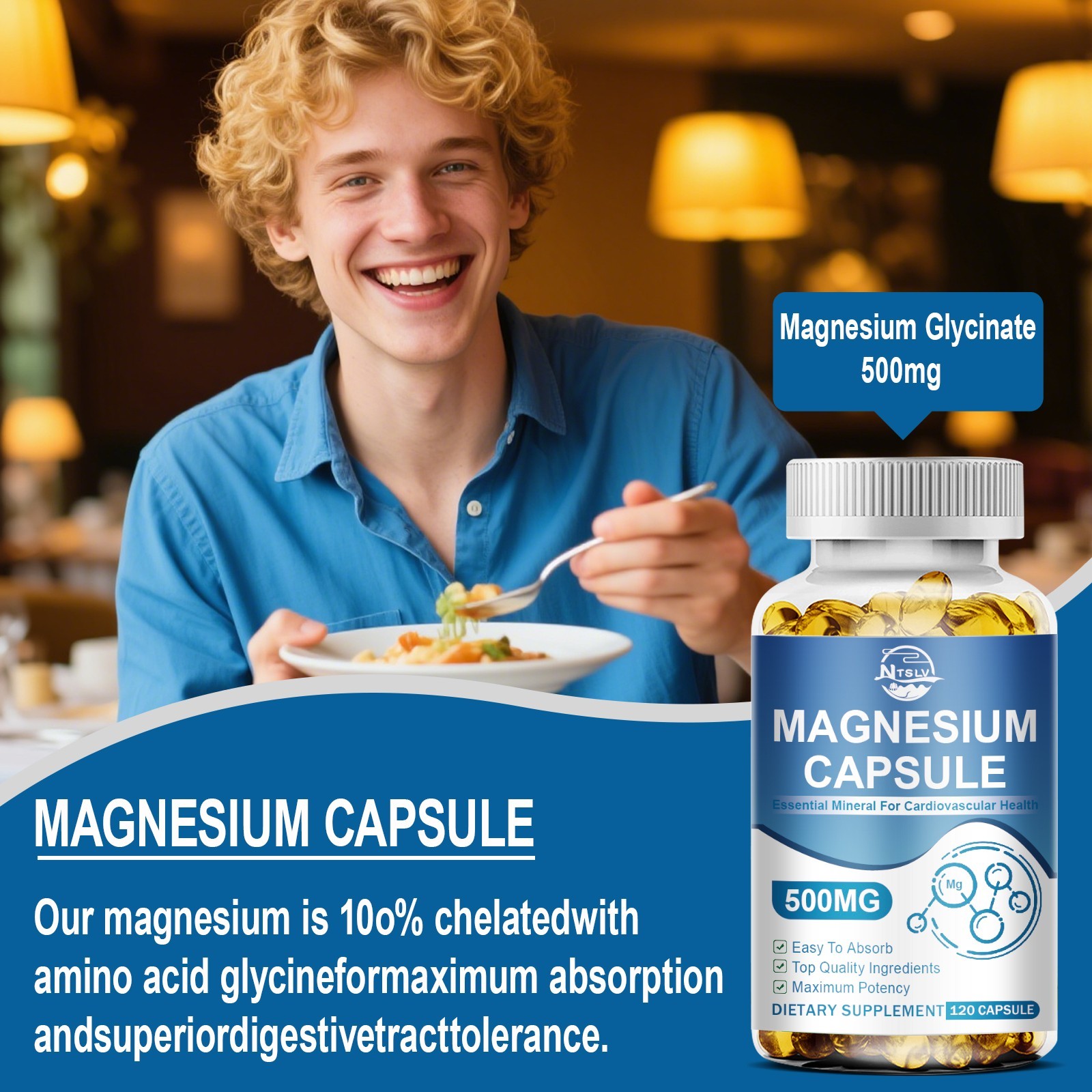 Magnesium Glycinate 500mg 120 Capsules Sleep Muscle Support