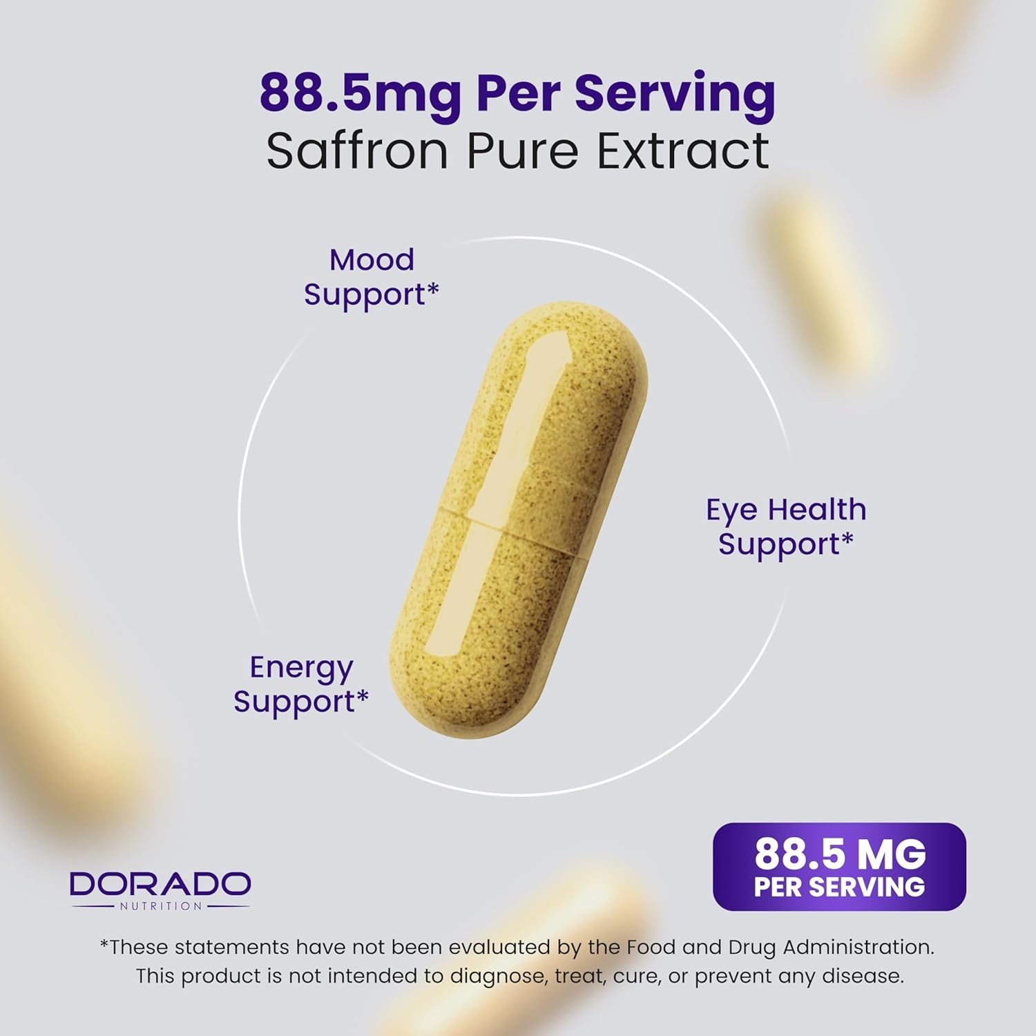 Dorado Saffron Supplement Nutrition 3 Month Supply Pure 88.5Mg Extract Women Men