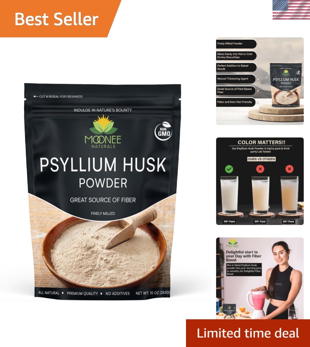 Finely Ground Psyllium Husk Powder 10 OZ – Natural Fiber for Weight Management