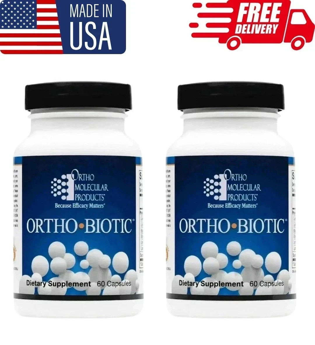 Pack of 2 ORTHO BIOTIC 60 CAPSULES Digestive & Gut Health Fast Free Shipping