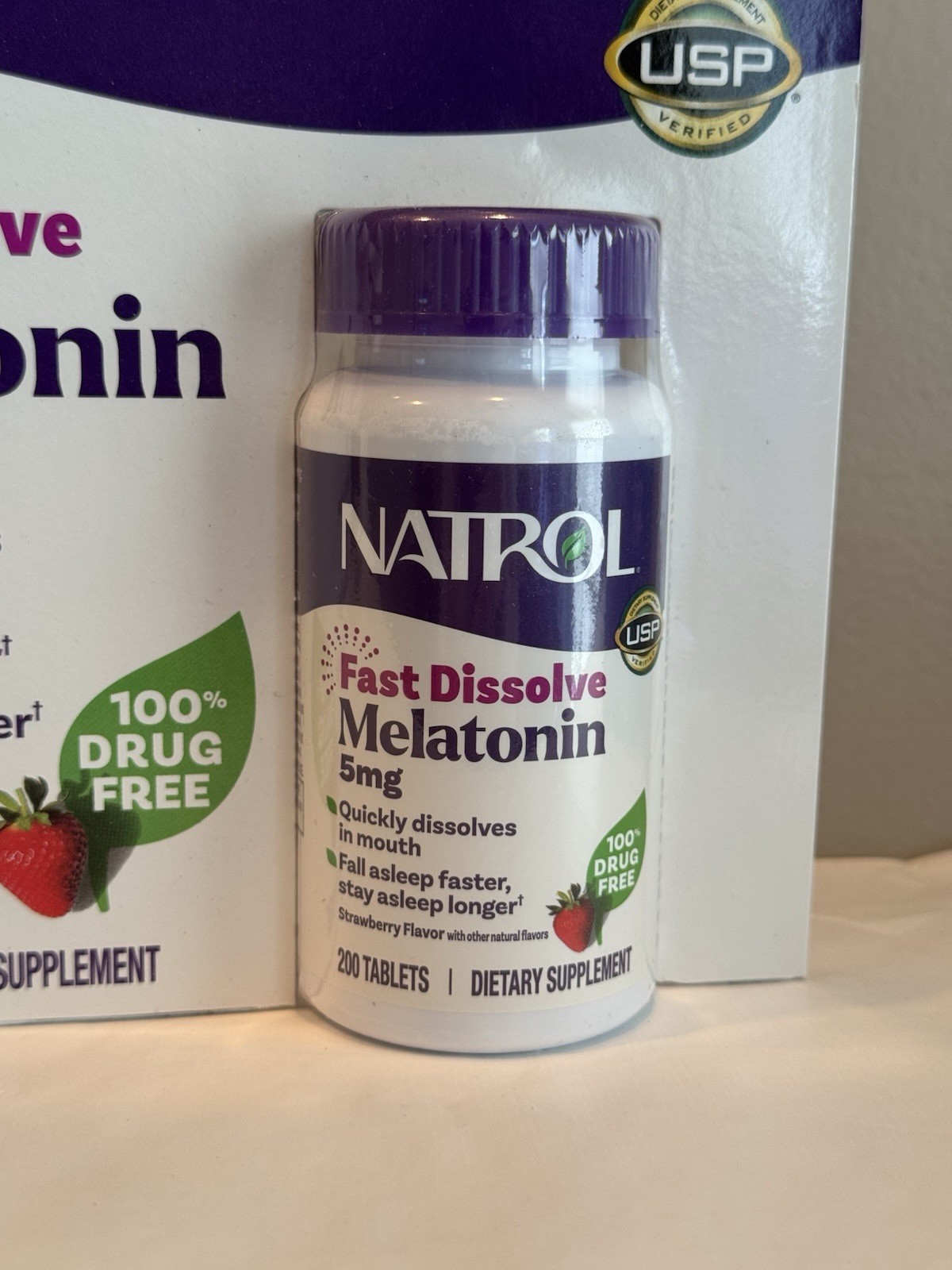 Natrol Melatonin 5 Mg Fast Dissolve 200 Strawberry Flavor Tablets Exp 02/2027