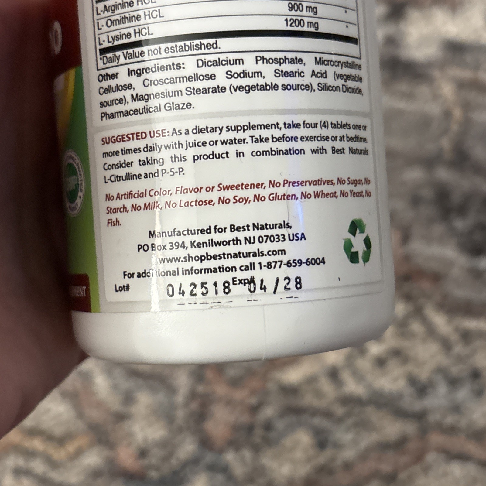 Best Naturals Tri-Amino 120 Tablets Exp 04/2028 NEW