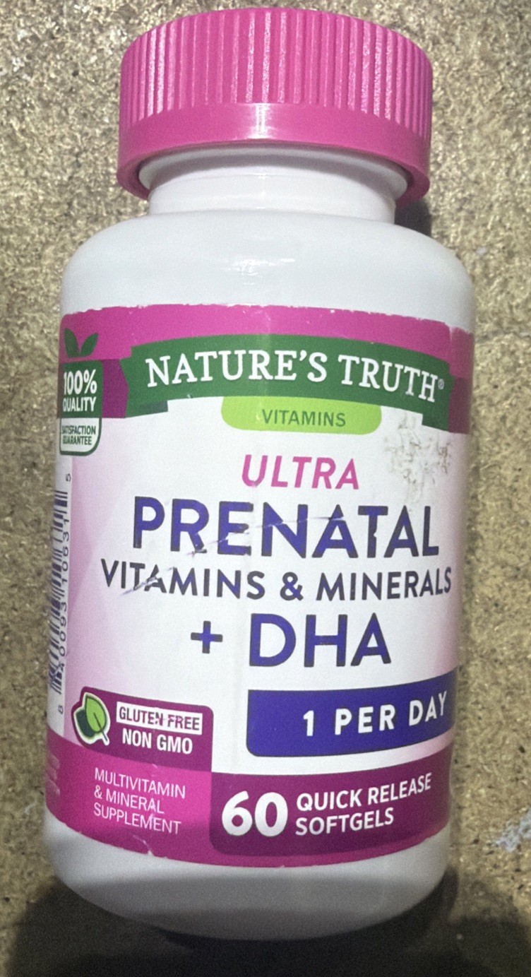 Nature’s Truth Ultra Prenatal Multivitamin + DHA ; 60 Softgels Exp 06/2027
