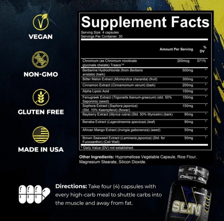 Enhanced Labs SLIN Nutrient Partitioner BuildMuscle New Sealed 120 Caps 06/2027