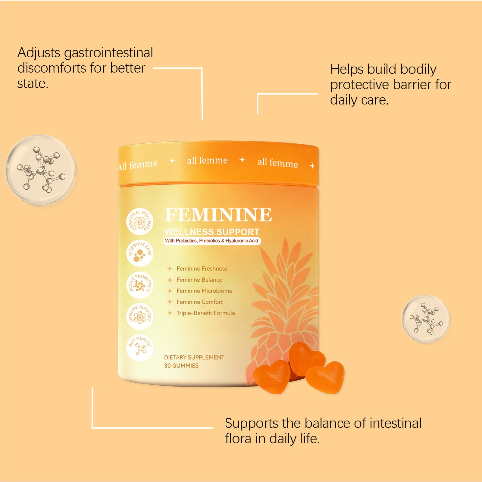 Plus Flora Gummies , Advanced Vaginal Support , Vaginal Health Gummies , Ph Bala