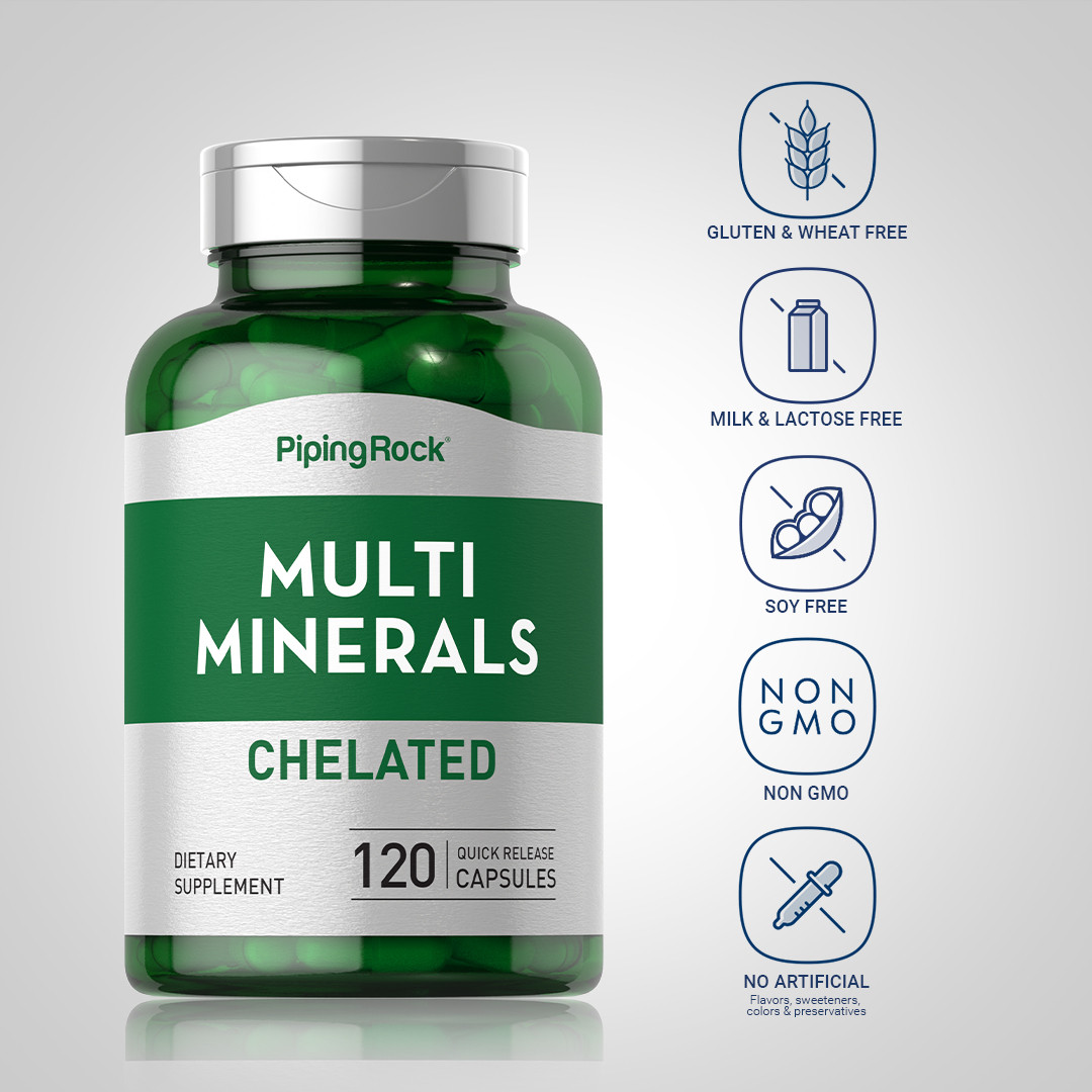 Multi Mineral Supplement | 120 Capsules | Chelated Supplement | by Piping Rock