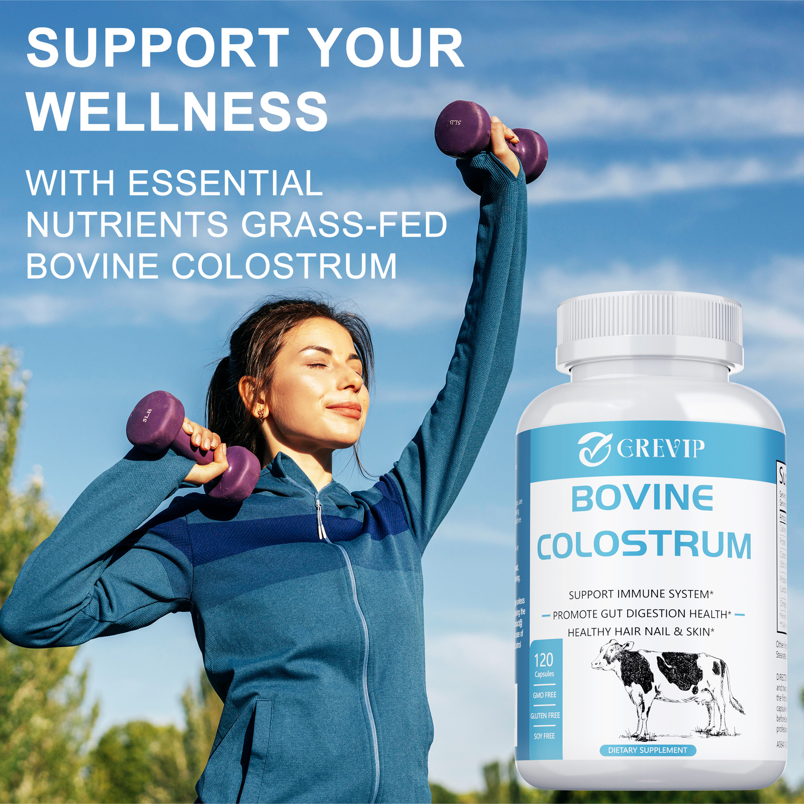 Bovine Colostrum 240pcs -Probiotic, Omega-3 -Immune Beauty Boost Support Non-GMO