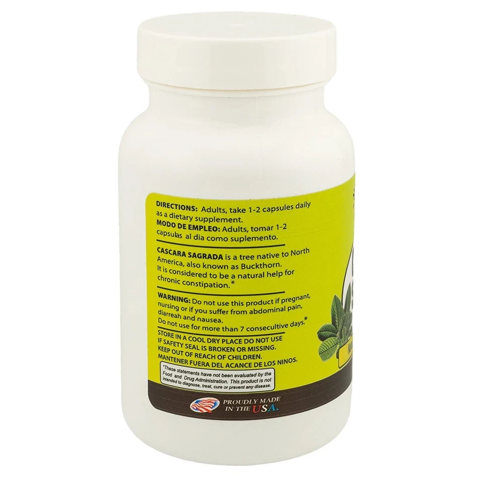 Sunshine Naturals Cascara Sagrada 450mg 2 Pack 100 Capsules Digestive Support