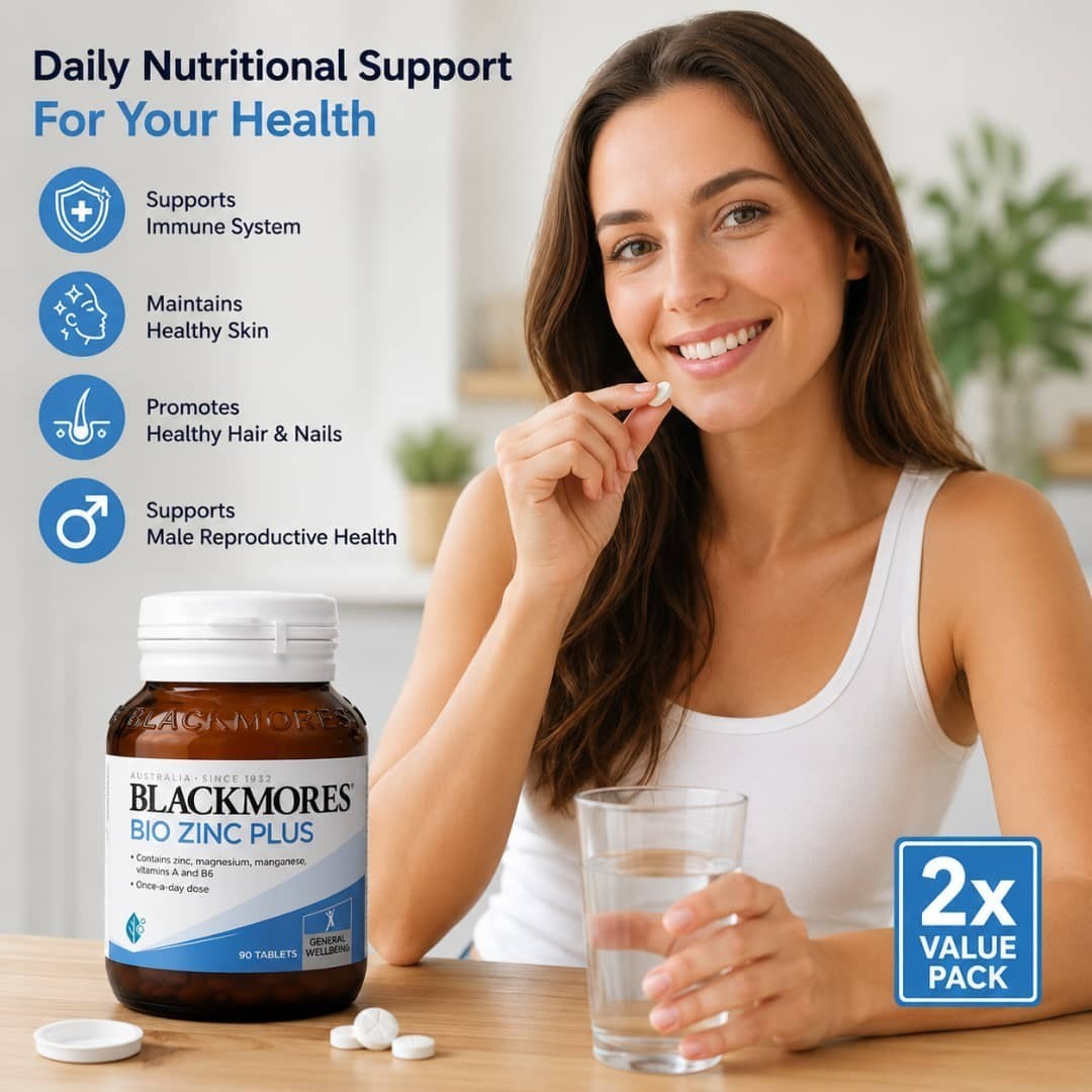 2 x Blackmores Bio Zinc Plus 90 Tablets Advanced Formula for Healthy Skin, Hair