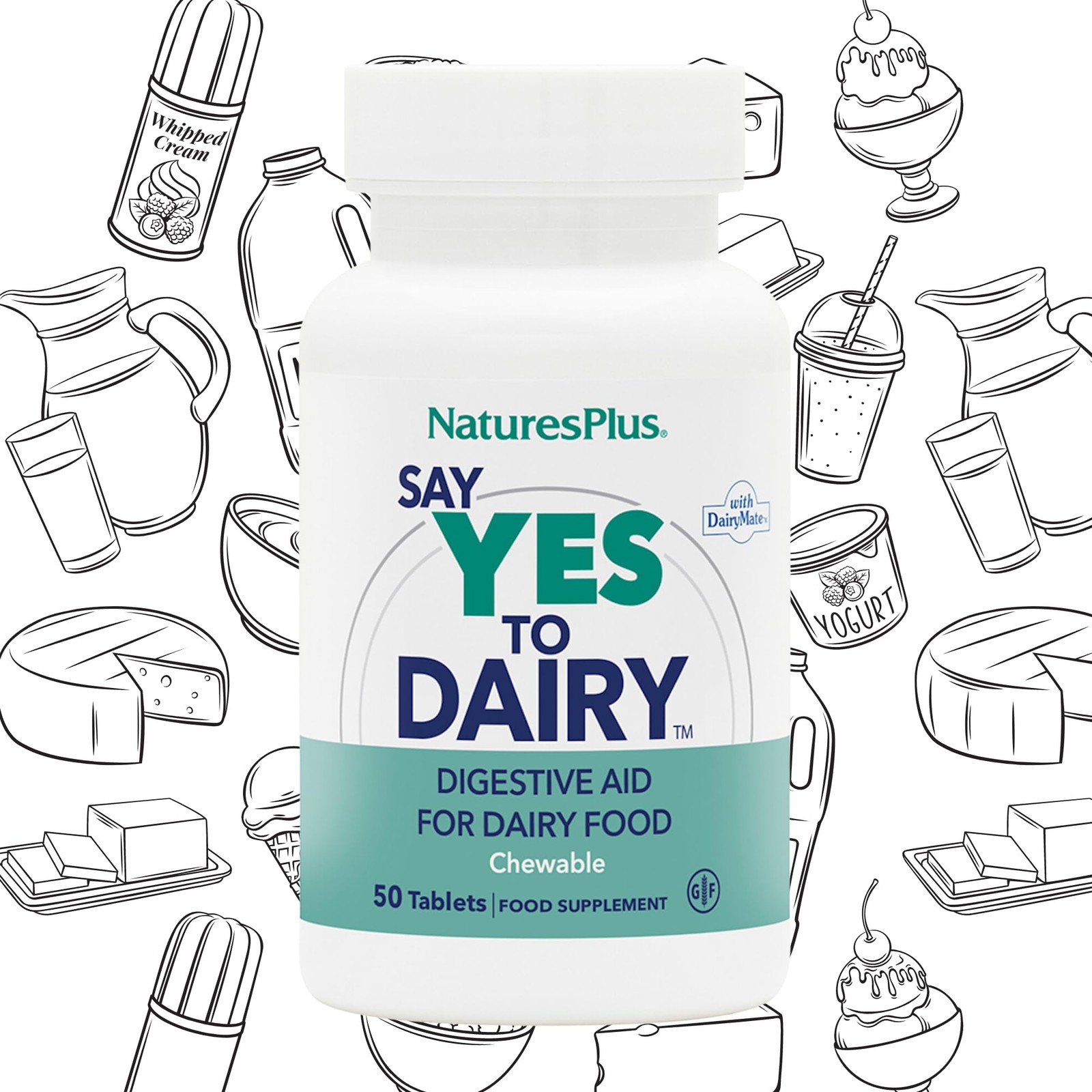 Say Yes to Dairy – 50 Chewable Tablets – Natural Lactase Enzyme Supplement – …