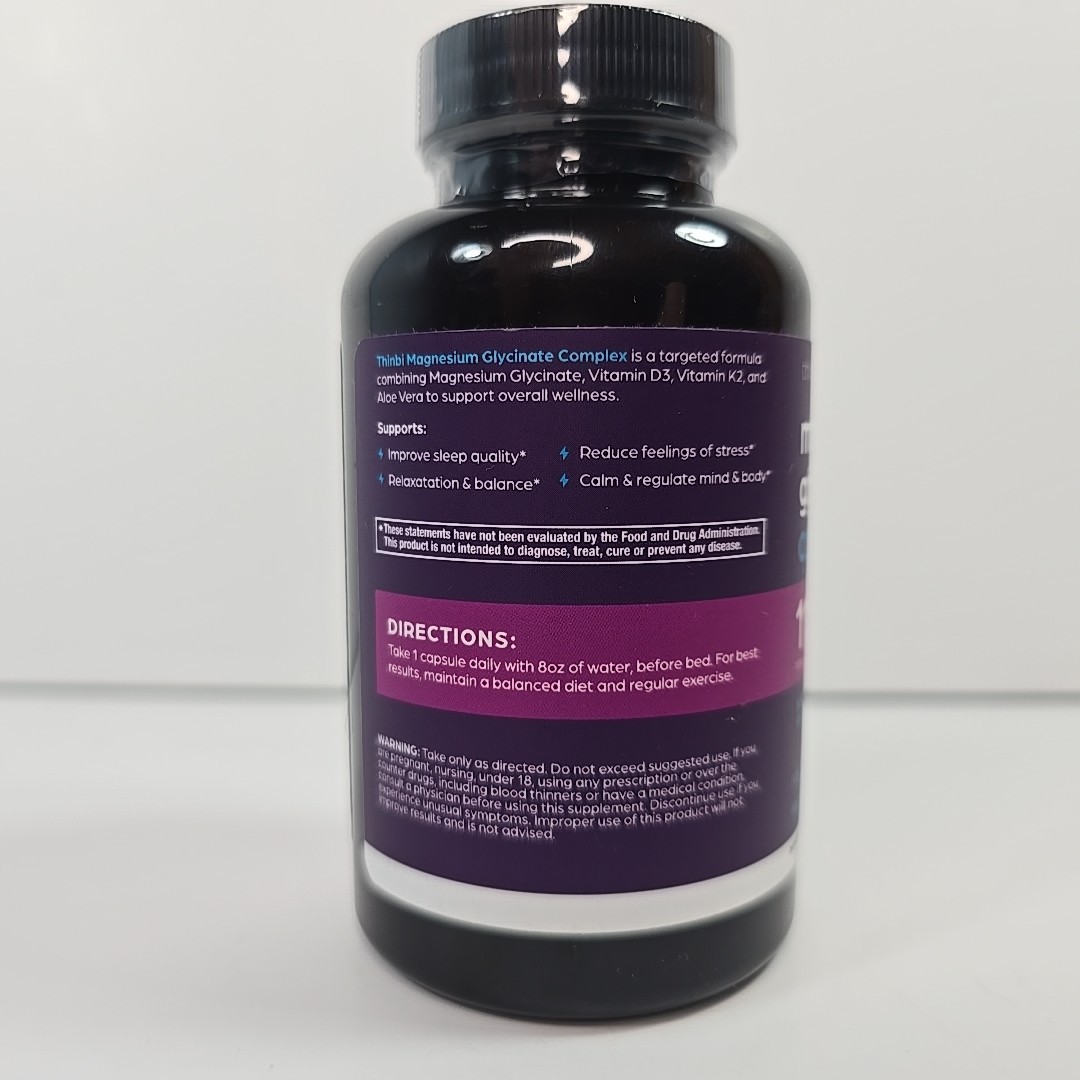 Magnesium Glycinate Complex + Vitamin D3 + K2 + Aloe Vera, 90 Capsules 07/2028