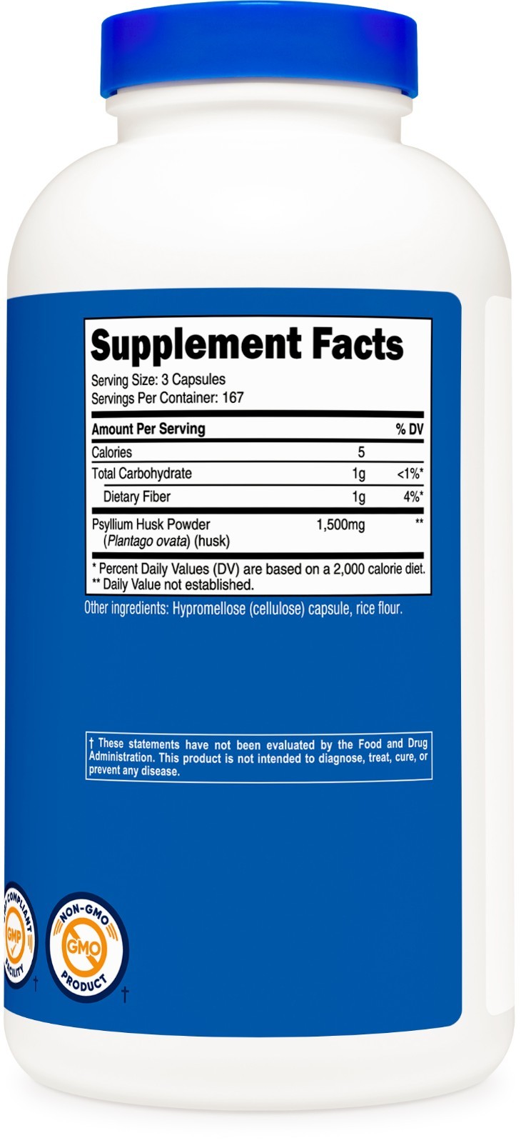 Nutricost Psyllium Husk 1500mg Per Serving, 500 Capsules – Non-GMO & Gluten Free