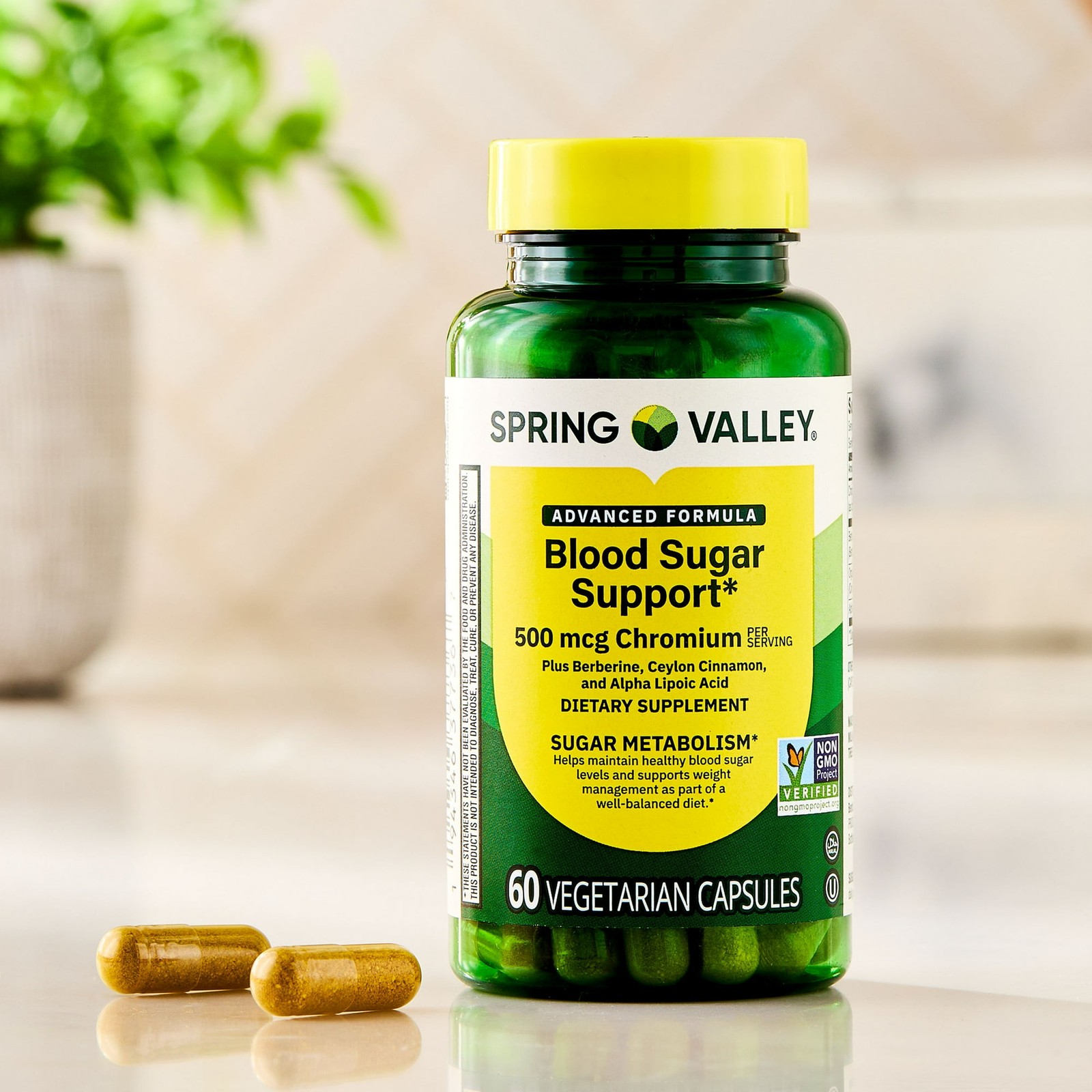 Spring Valley Advanced Blood Sugar Chromium 500 mcg, 60 Vegetarian Capsules