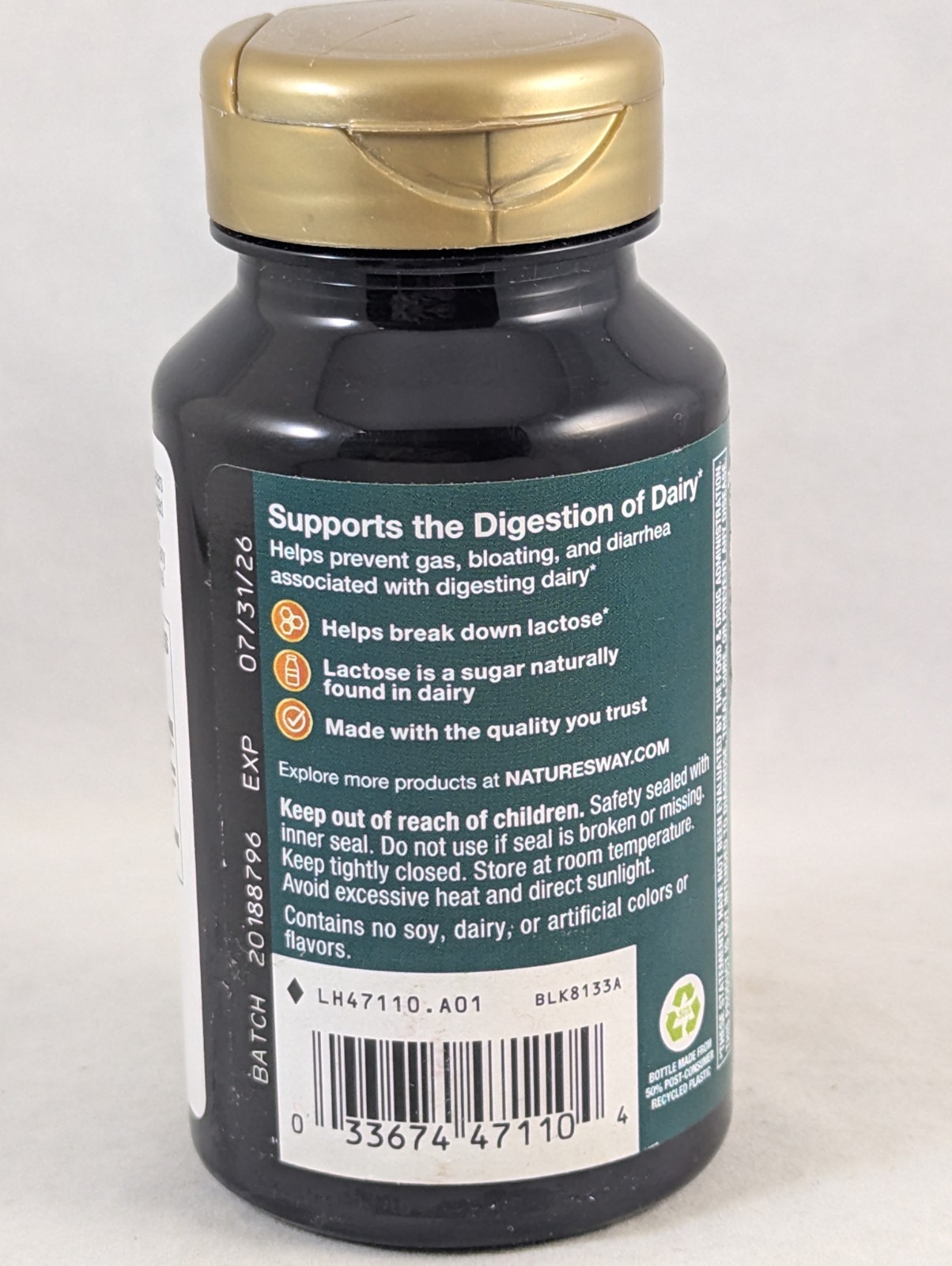 Natures Way LACTASE ENZYME 100 capsules Dairy Digestive Supplement 07/31/2026