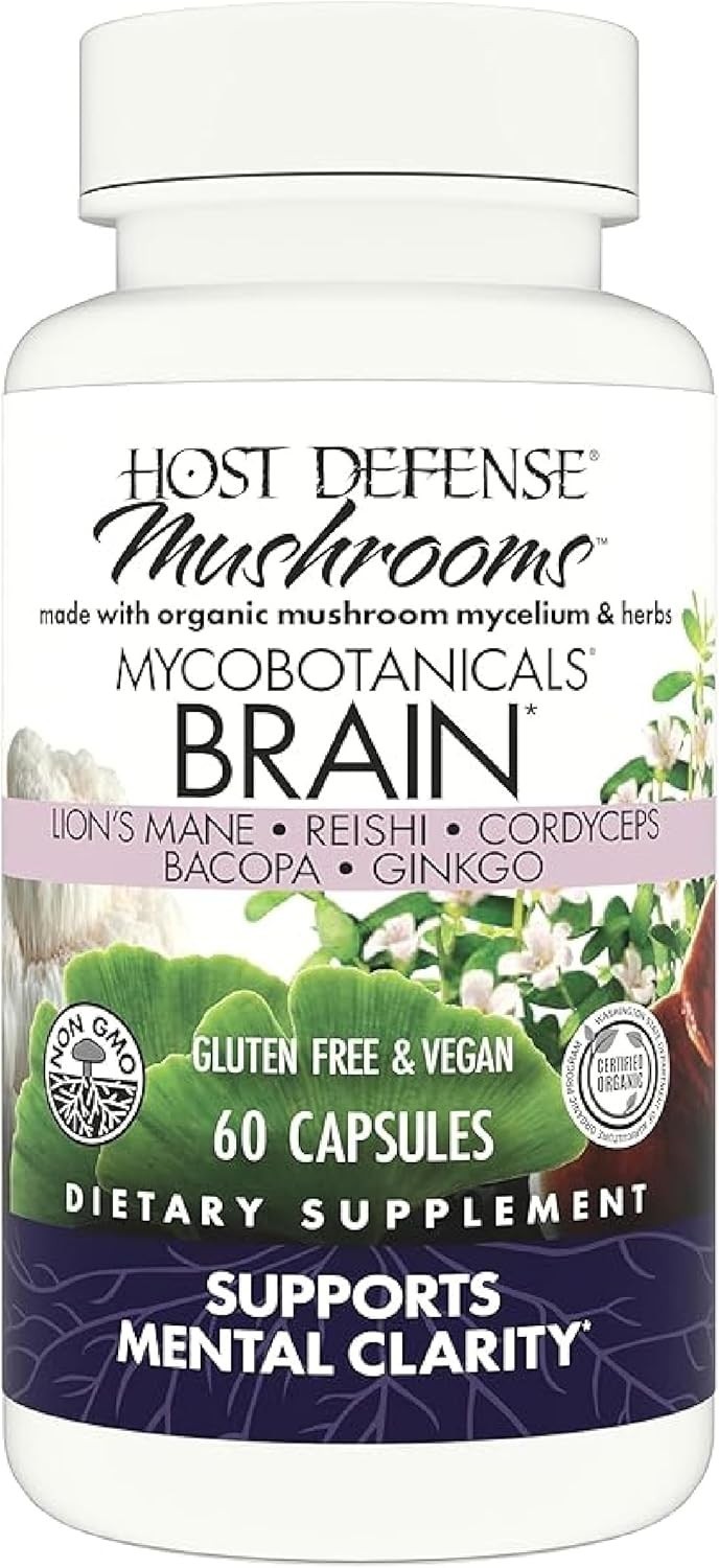 Host Defense MycoBotanicals® Brain – 60 Veg Capsules – Pack of 4