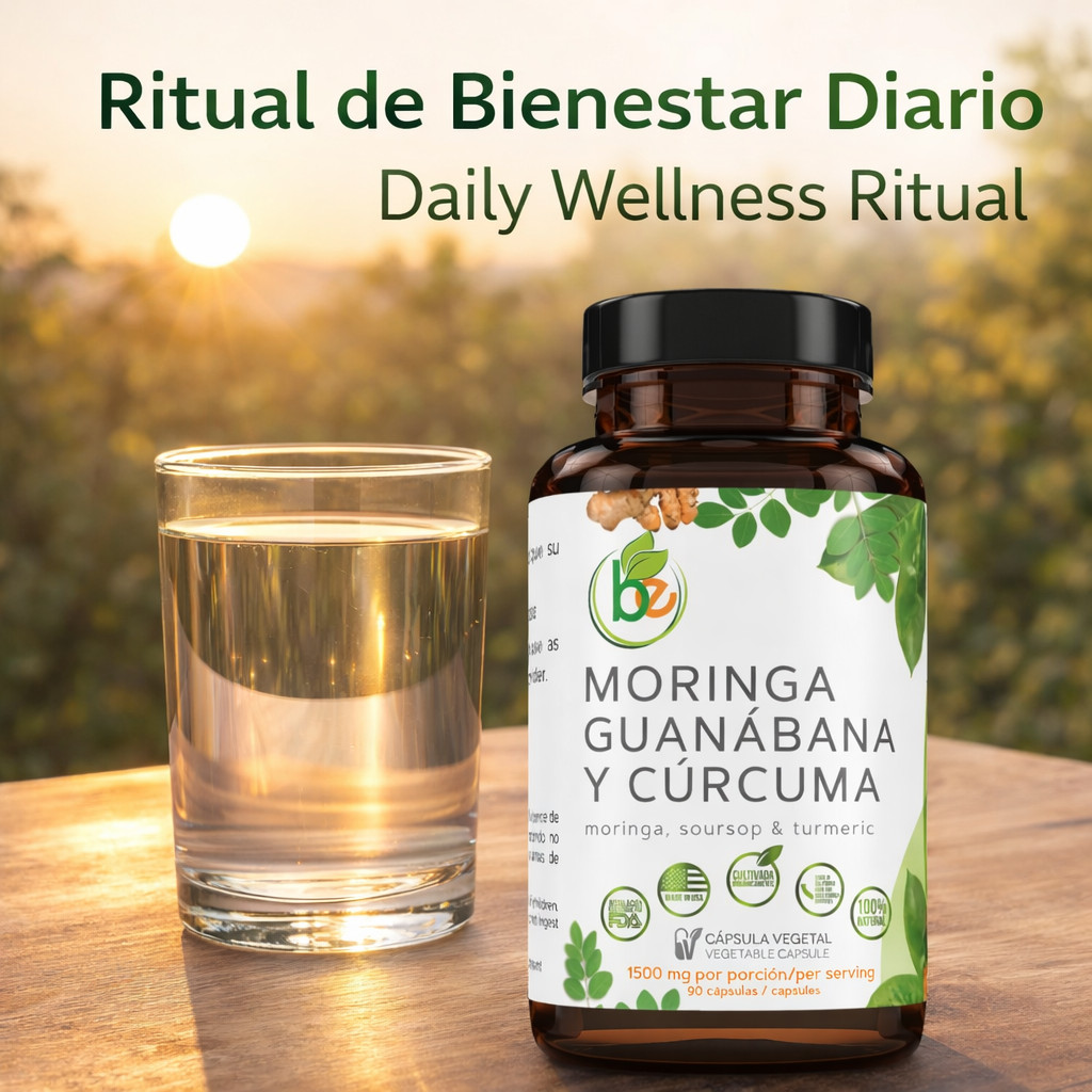 Moringa, Guanabana y Cúrcuma (Moringa, Guanábana y Cúrcuma) 90 cápsulas 1500 mg