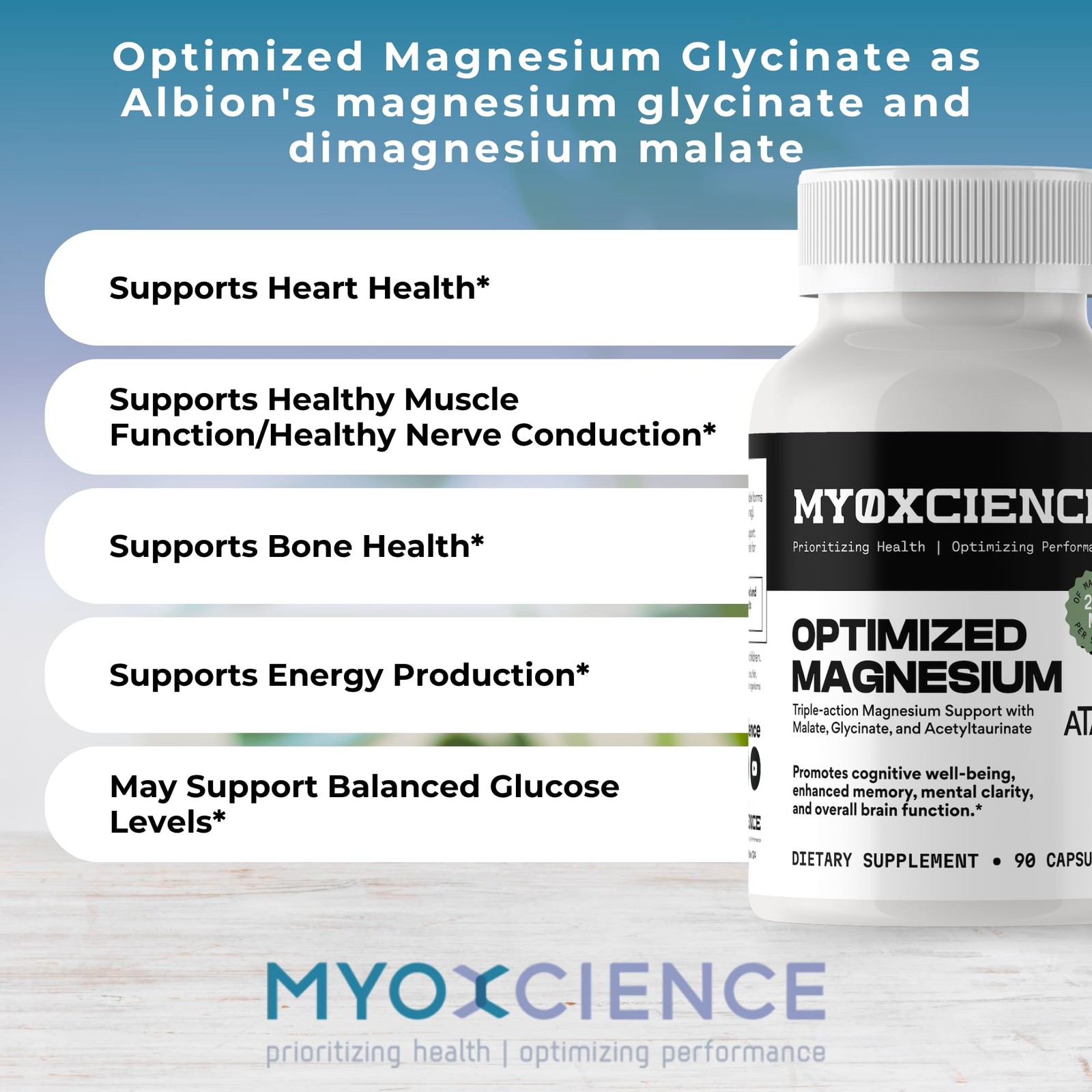 MYOXCIENCE Optimized Magnesium Glycinate + 90 Count (Pack of 1)