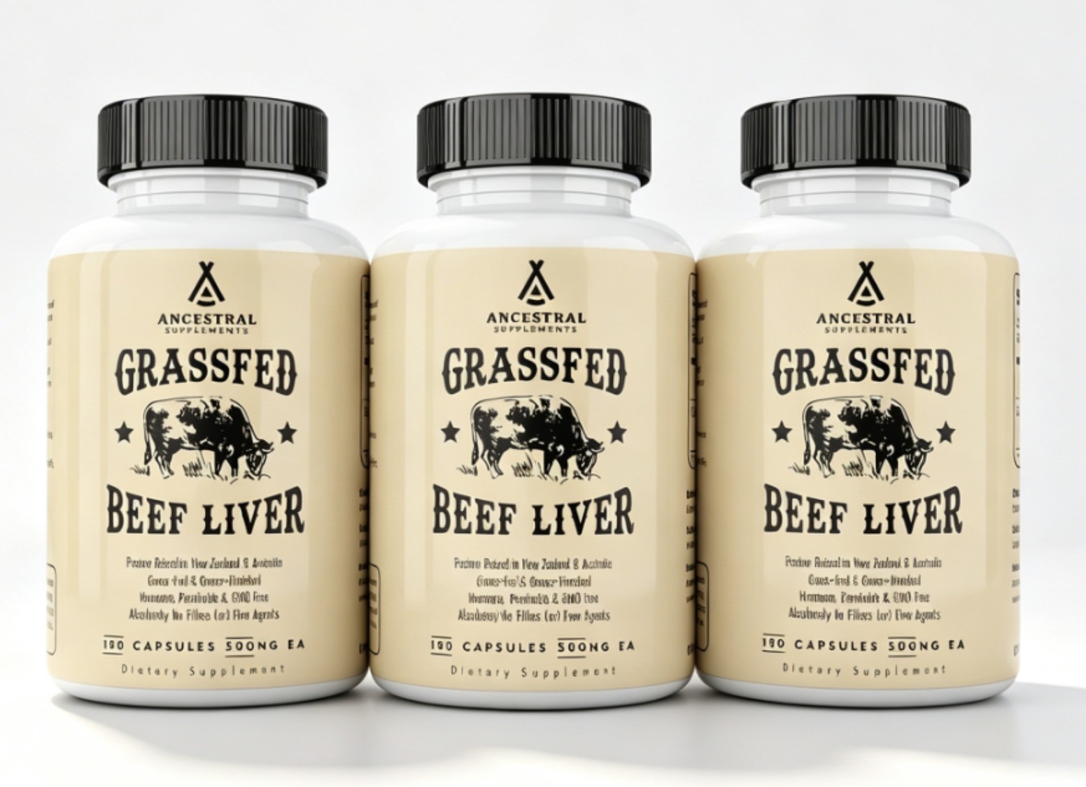 Ancestral Supplements new Grass Fed Beef Liver 3000mg 180Caps New Zeland NonGMO