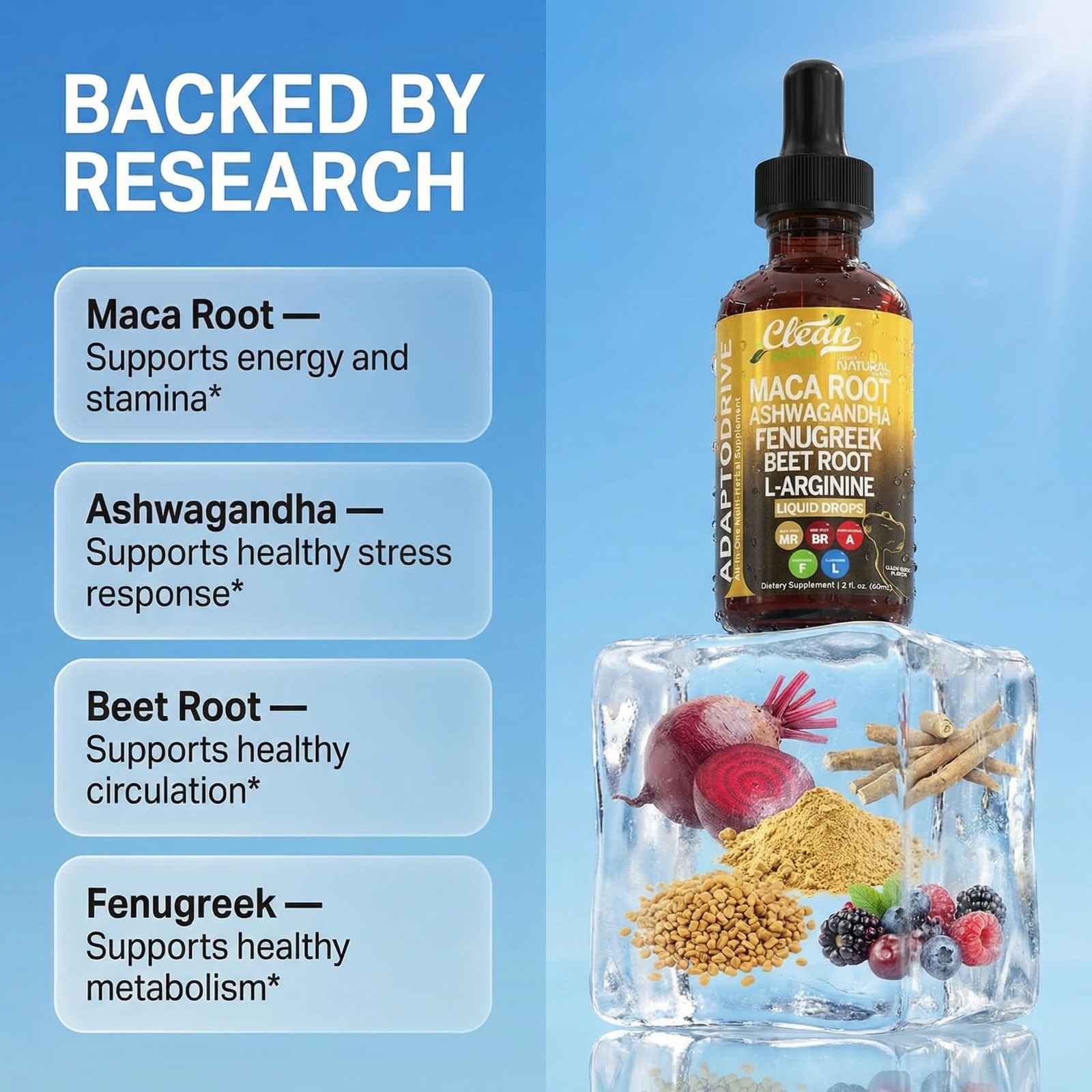 Clean Nutra Organic Maca Root Liquid Drops with 2 Fl Oz (Pack of 1), Amber
