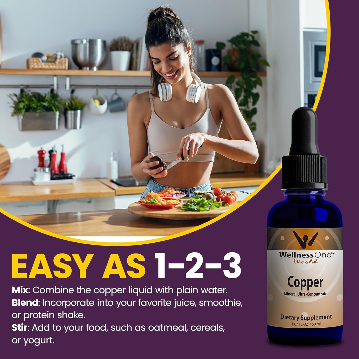 WellnessOne Liquid Copper Supplements – Bone Health & Immune Support Supplement