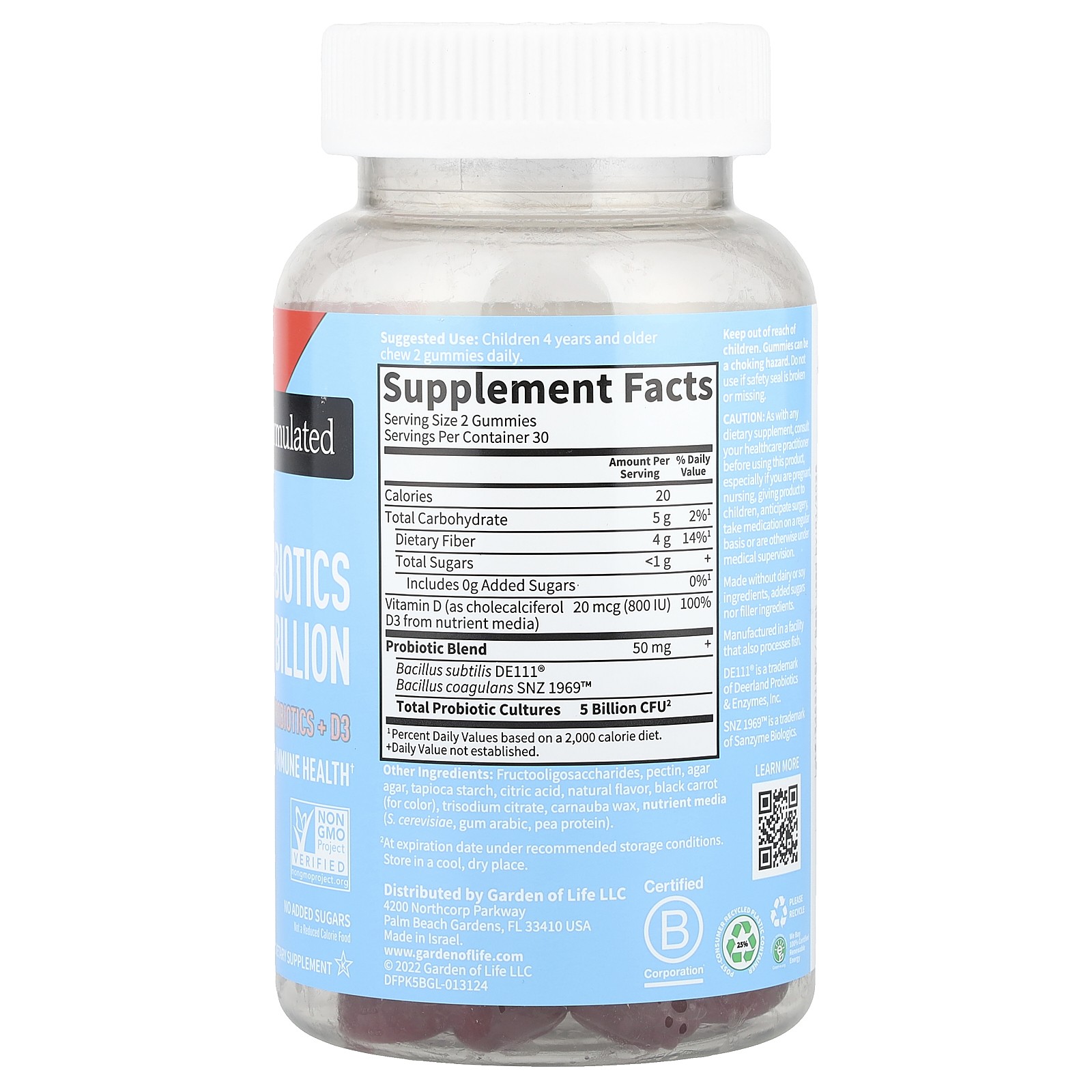 Probiotics Kids. Strawberry, 5 Billion, 60 Gummies