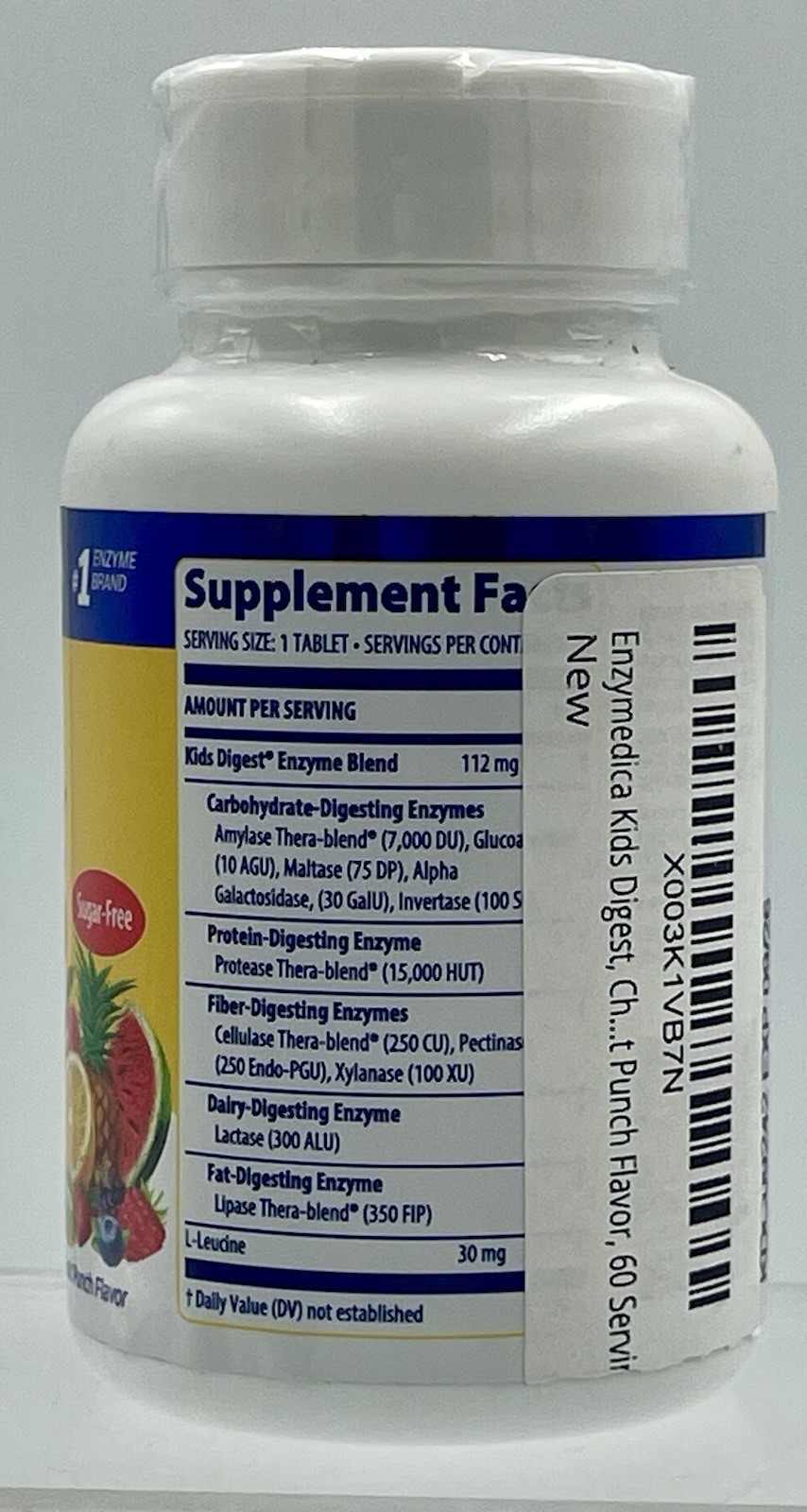 Kids Digest Fruit Punch Sugar Free 60Chewable Tablets Digestive Support EXP09/26