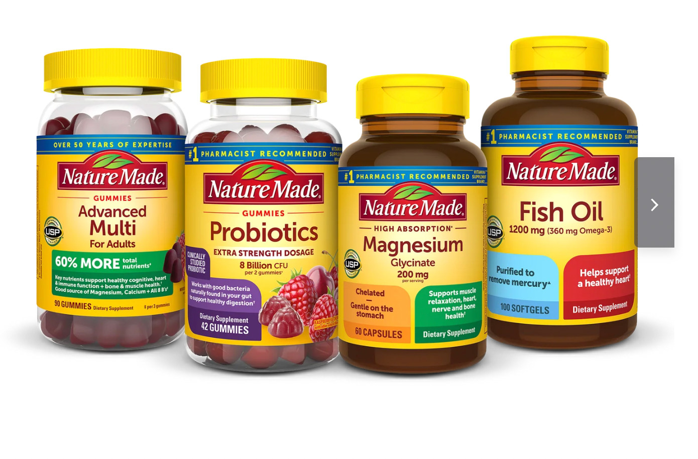 NEW Nature Made Daily 4 Value Pack Advanced Multi Probiotics Magnesium Fish Oil