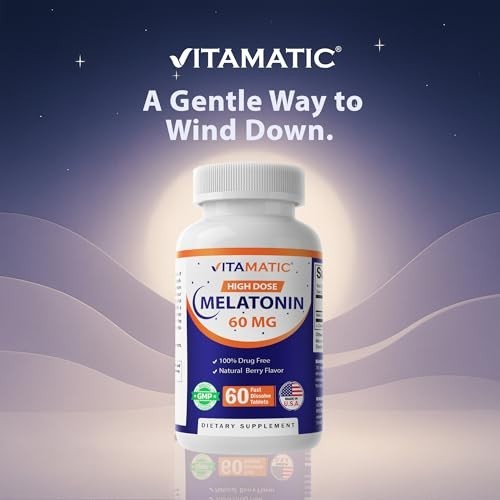 Vitamatic Melatonin Fast Dissolve Tablets 60 Vegan Berry Flavor 3 Bottles