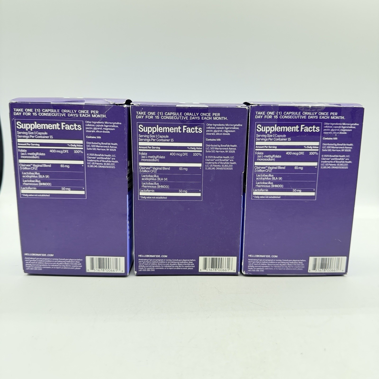 3 Boxes Bonafide Clairvee Vaginal Health Pre + Probiotic 15ct Exp 04/2027 New