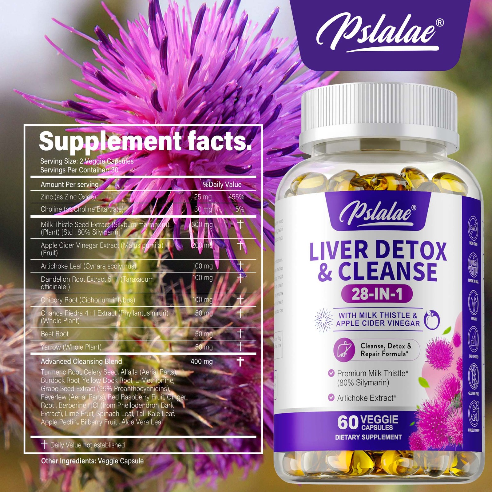 28-In-1 Liver Detox & Cleanse – Liver Support Supplements – with Milk Thistle