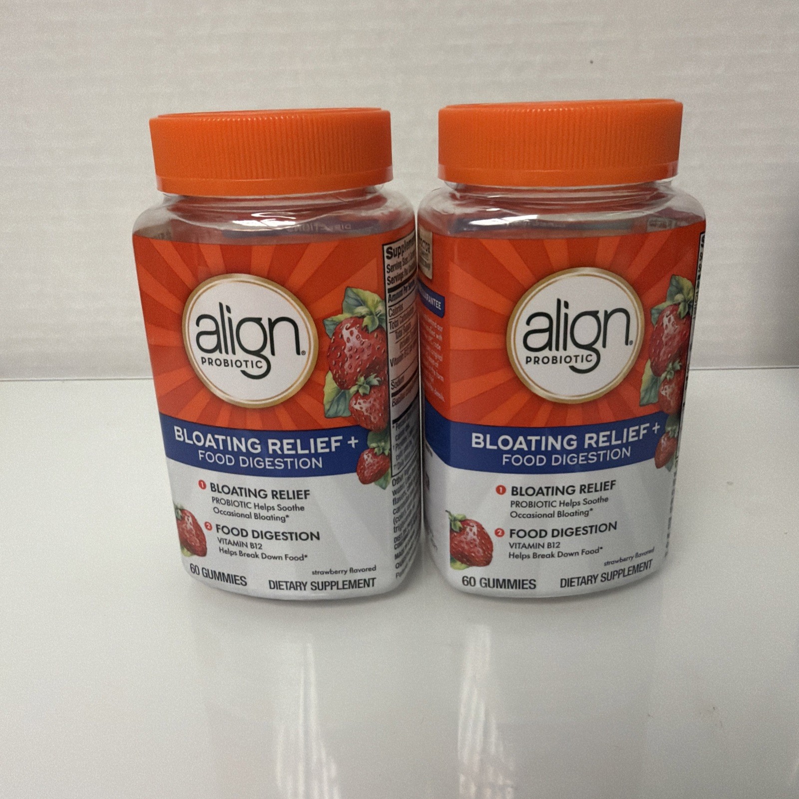 2-Pk Align Probiotic Bloating Relief + Food Digestion 60 Gummies EXP 11/27