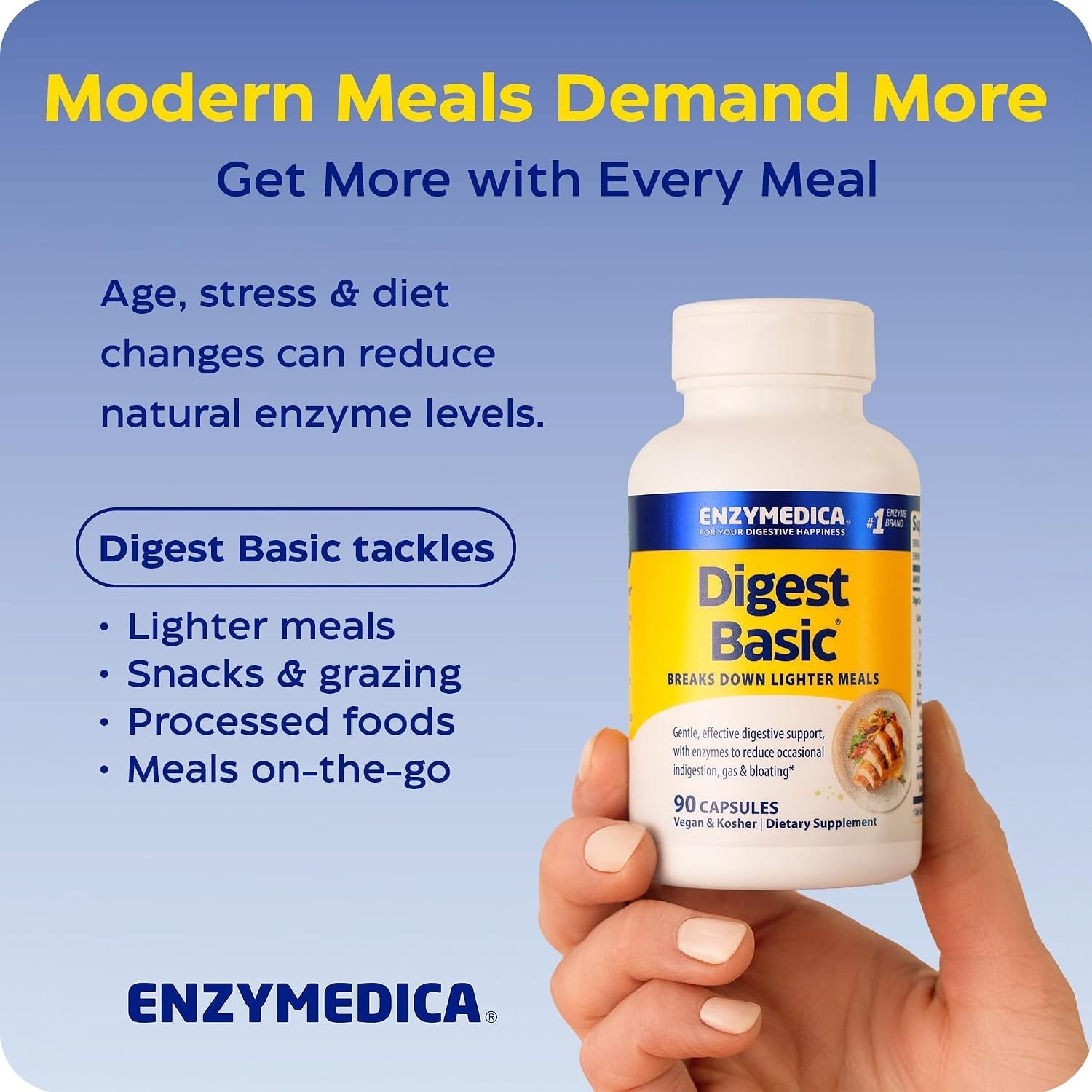 Enzymedica Digest Basic – Digestive Support Supplement – 90 Capsules – Lot of 2