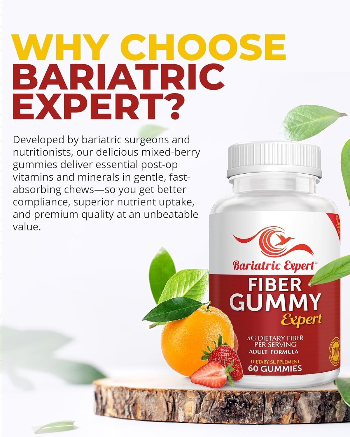 Bariatric Expert Fiber Vitamin Fast-Melting Dietary Supplement 60 Count