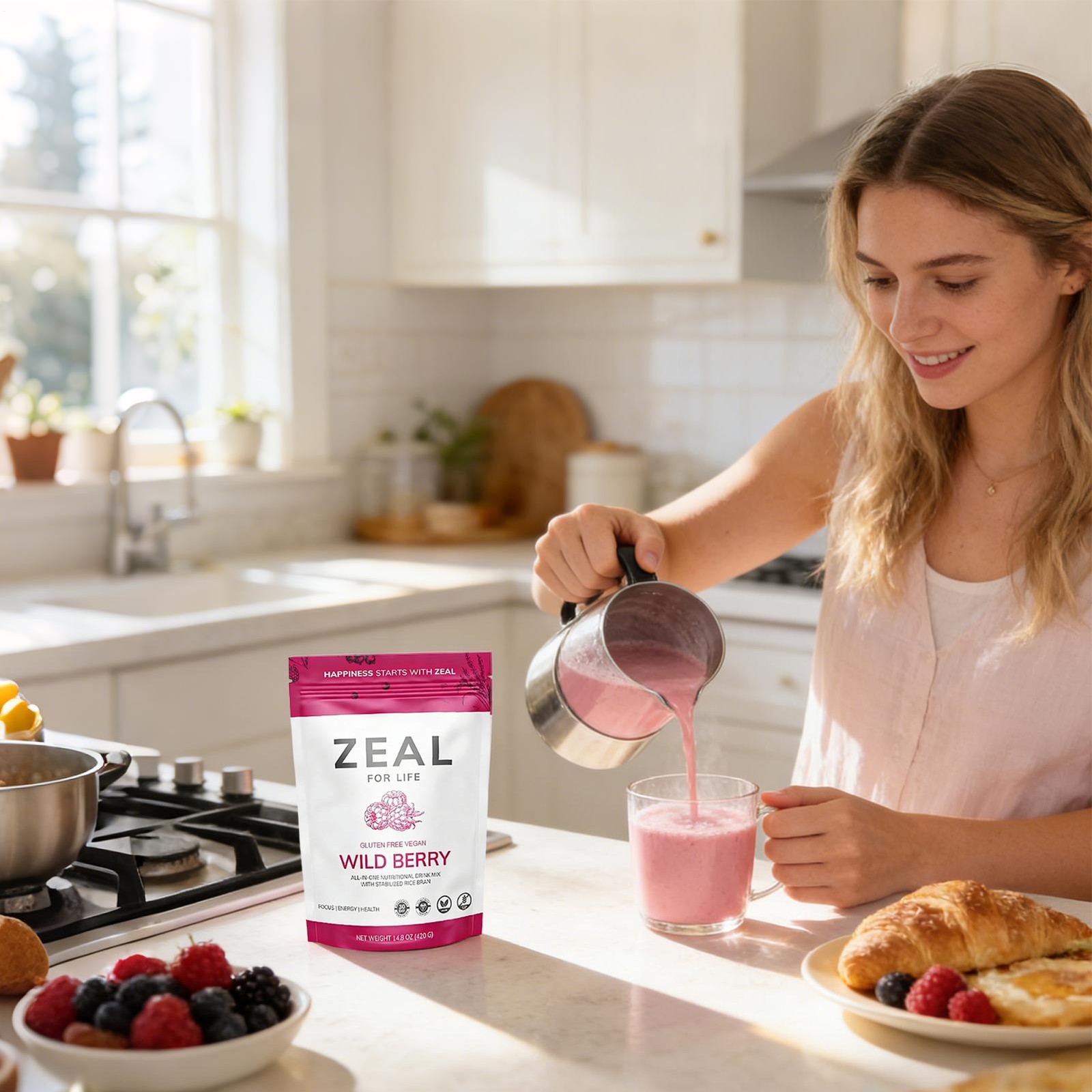 Zeal for Life 30-Day Wellness Bag – Wild Berry (Guarana Free)- for Focus Energy
