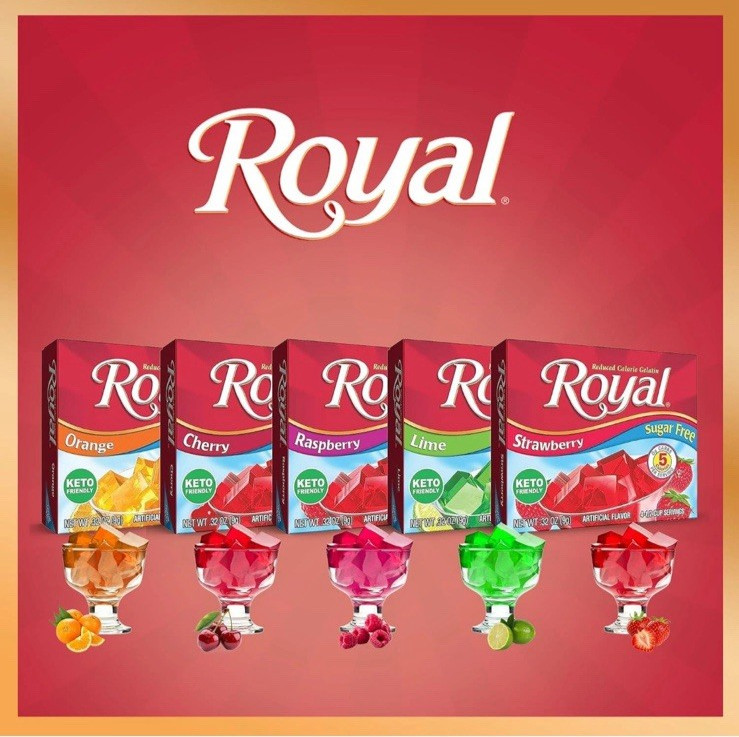 Royal Gelatin Sugar Free ORANGE Flavor Pack of 12 Boxes