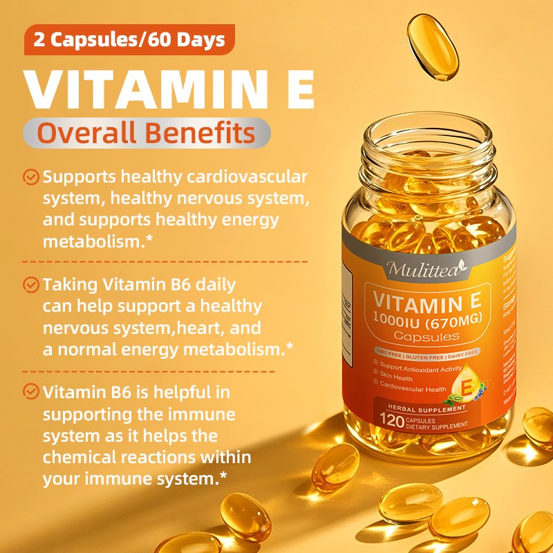 Mulittea Vitamin E 1000 IU Antioxidant Immune Skin Health Mixed Tocopherols 120