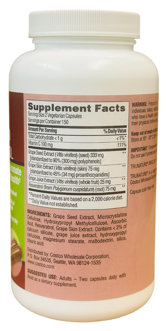 trunature 300ct Grape Seed and Resveratrol Tablets, Exp:05/27