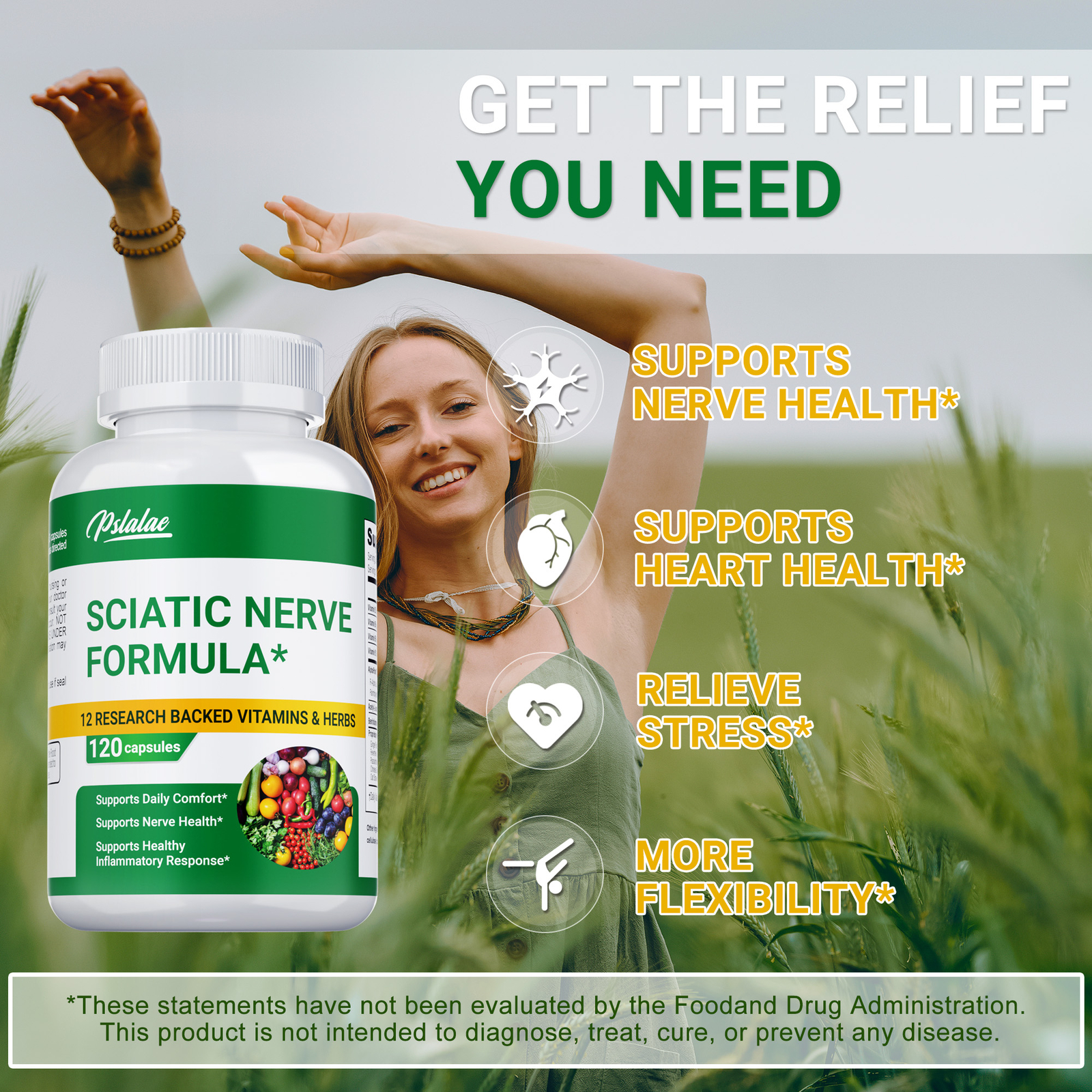 Sciatic Nerve Formula -for Sciatic Nerve Support, Pain Relief, Anti-inflammatory