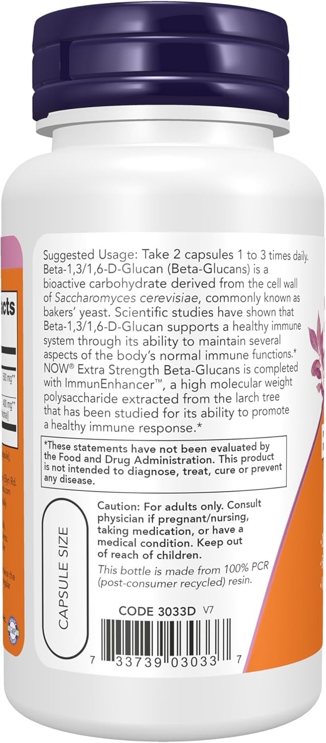 NOW FOODS Beta-Glucans with ImmunEnhancer (250mg) 60 Veg Capsules pack of 3