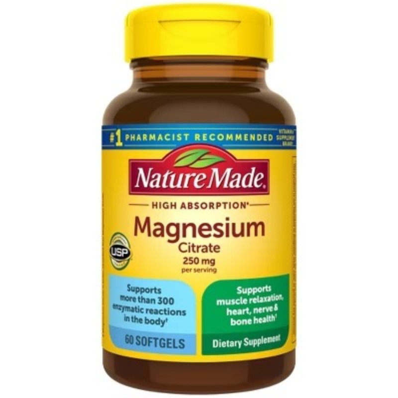 Nature Made Magnesium Citrate 250mg Muscle, Nerve, Bone&Heart Support Supplement