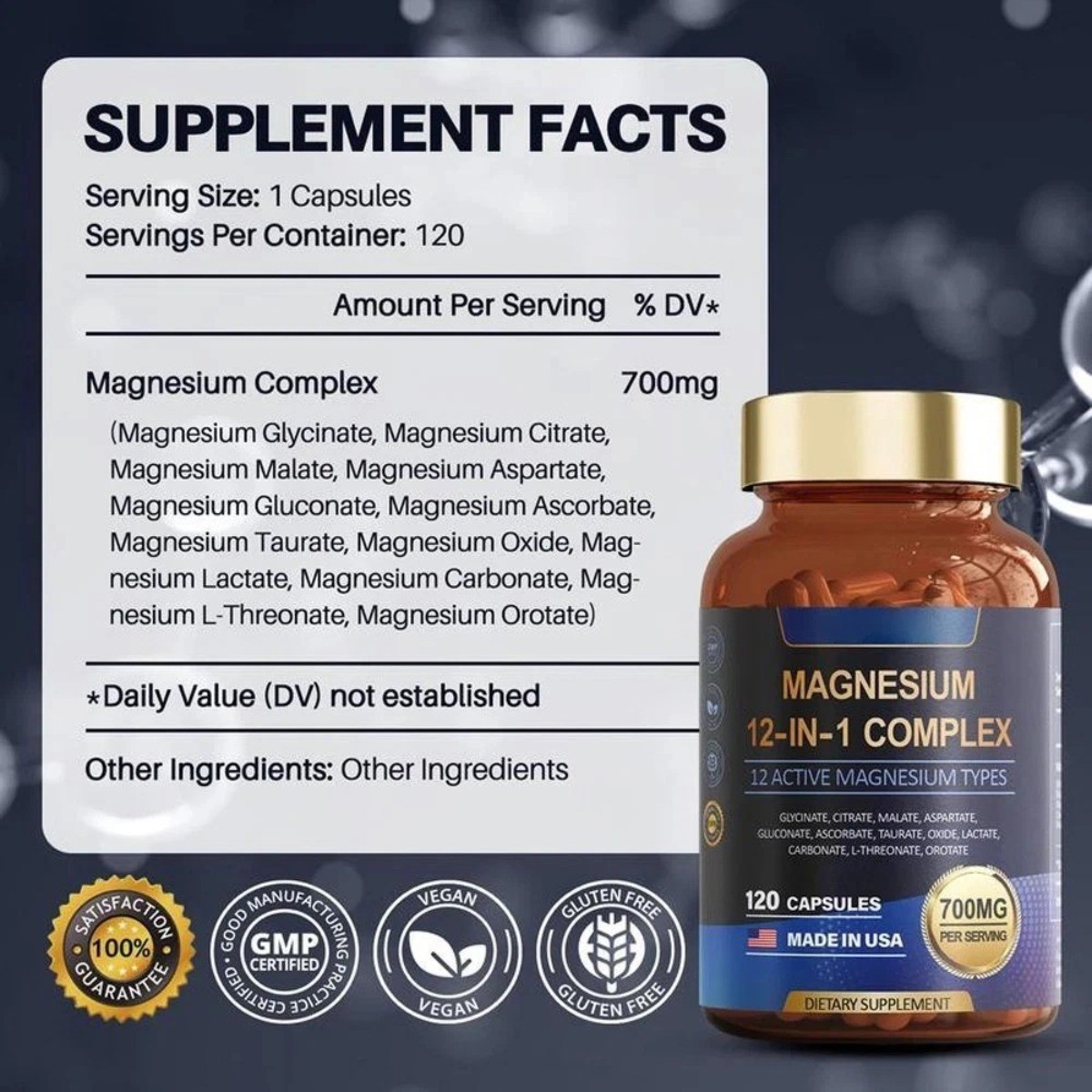 Totaria Magnesium 12-in-1 Complex 700mg –12 Active Forms for Muscle & Relaxation