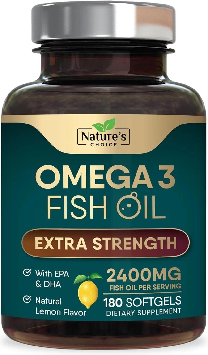 Triple Strength Omega 3 Fish Oil Supplement 2400 mg – EPA & DHA Fish Oil Omega 3