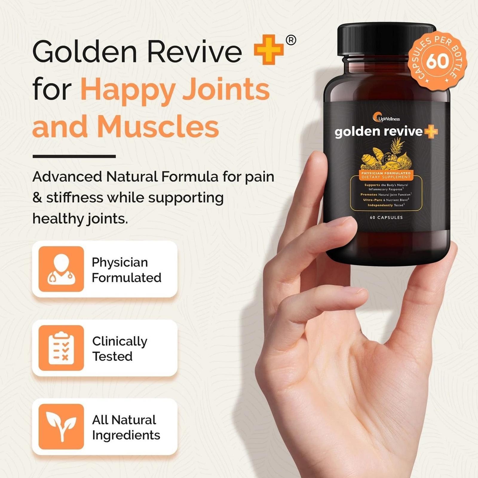 UpWellness Golden Revive+ Joint Support 60ct 1 Month Supply