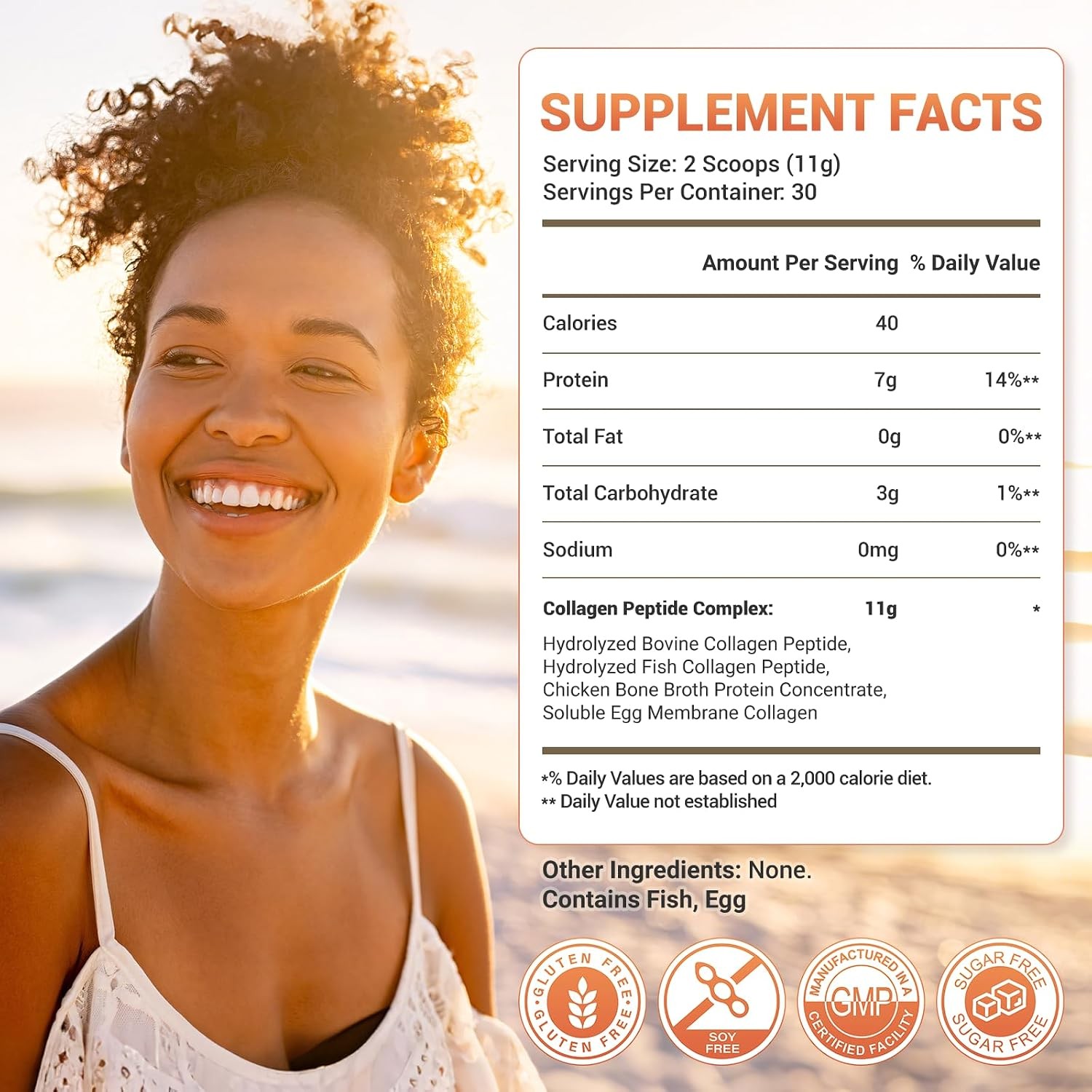 Hydrolyzed Collagen Peptides Powder 11g Unflavored 30 Serving 11.64 Ounce Pack