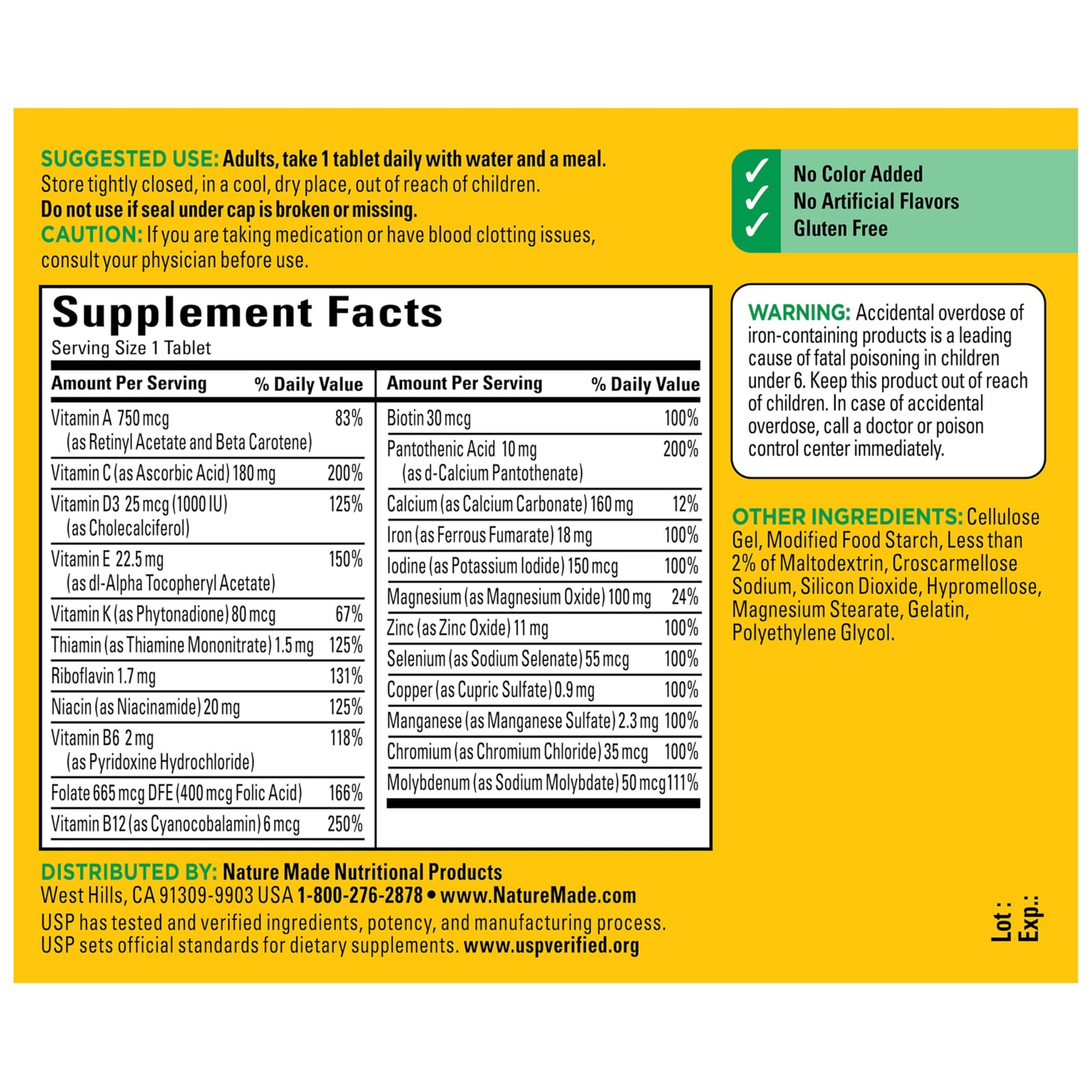 Nature Made Multivitamin Tablets with Iron, Multivitamin for Women and Men…
