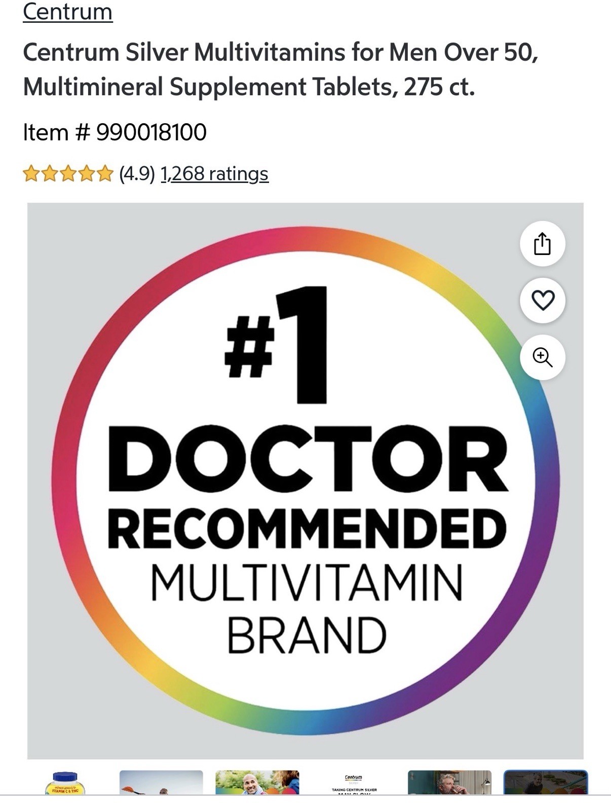✳️🔥Centrum Silver Men 50+ Multivitamin, 275 Tablets exp 6/27 Free Shipping!✳️🔥