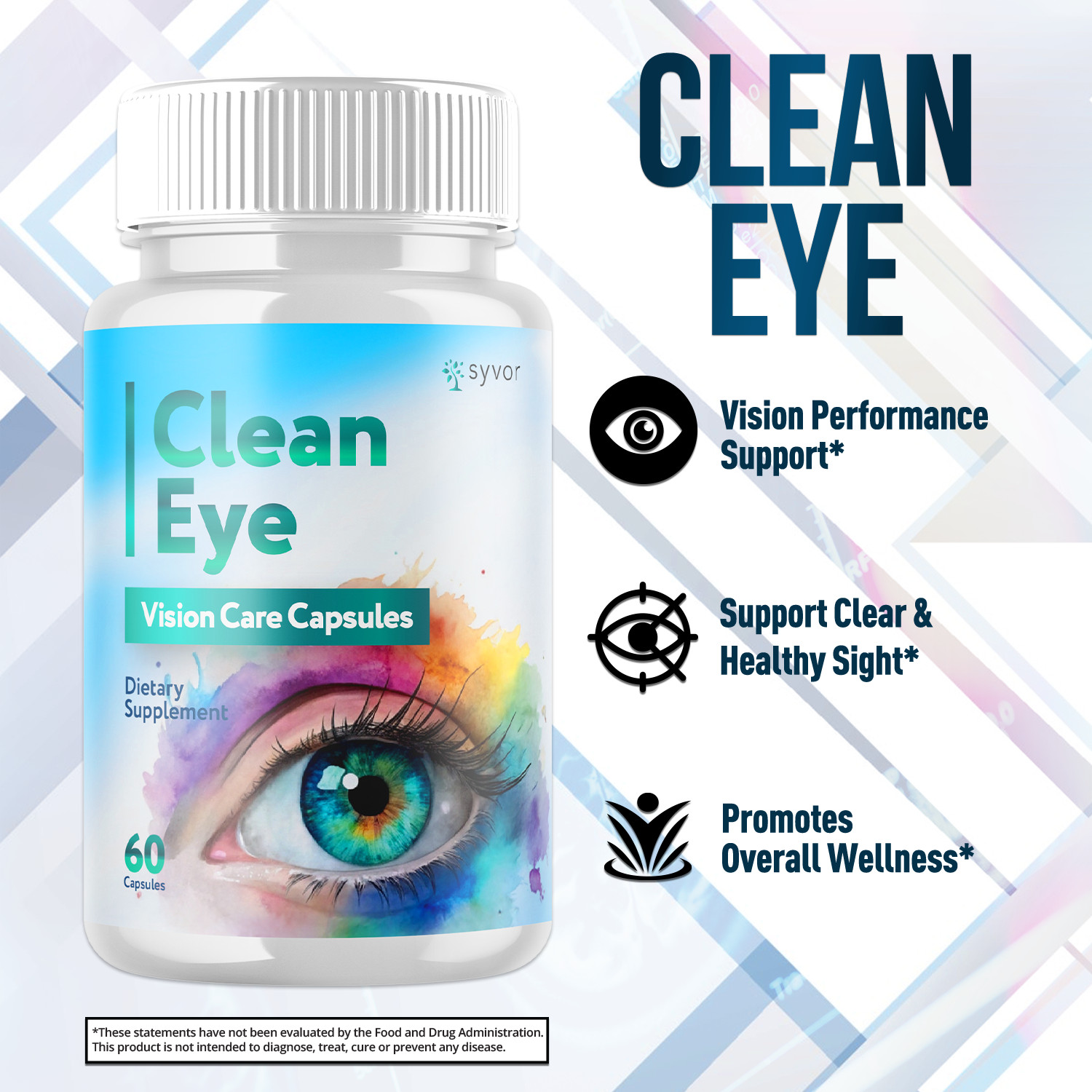 (1 Pack) Clean Eye Advanced Support For Healthy Eye Vision CleanEye 60 Capsules