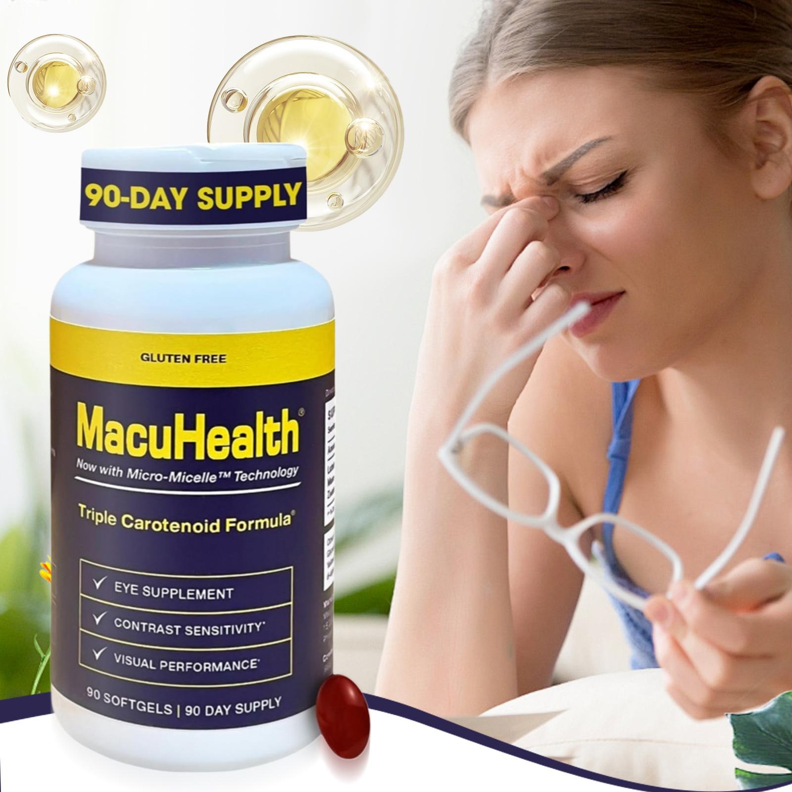 Macuhealth Triple Carotenoid Formula – Eye Vitamins For Adults – 90 Softgels