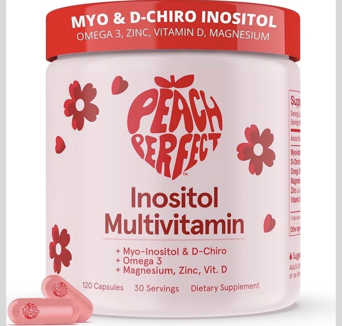 Peach Perfect Inositol Multivitamin, 120 Capsules-+